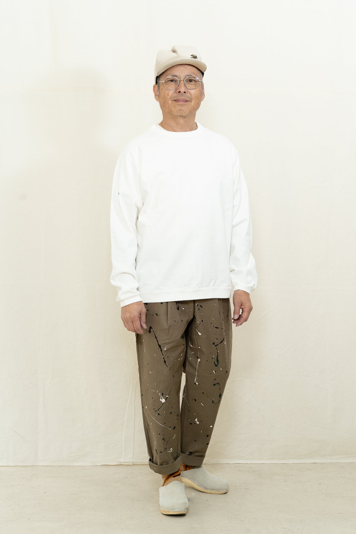 Jackman Dotsume Rib LS T-Shirt in Off White