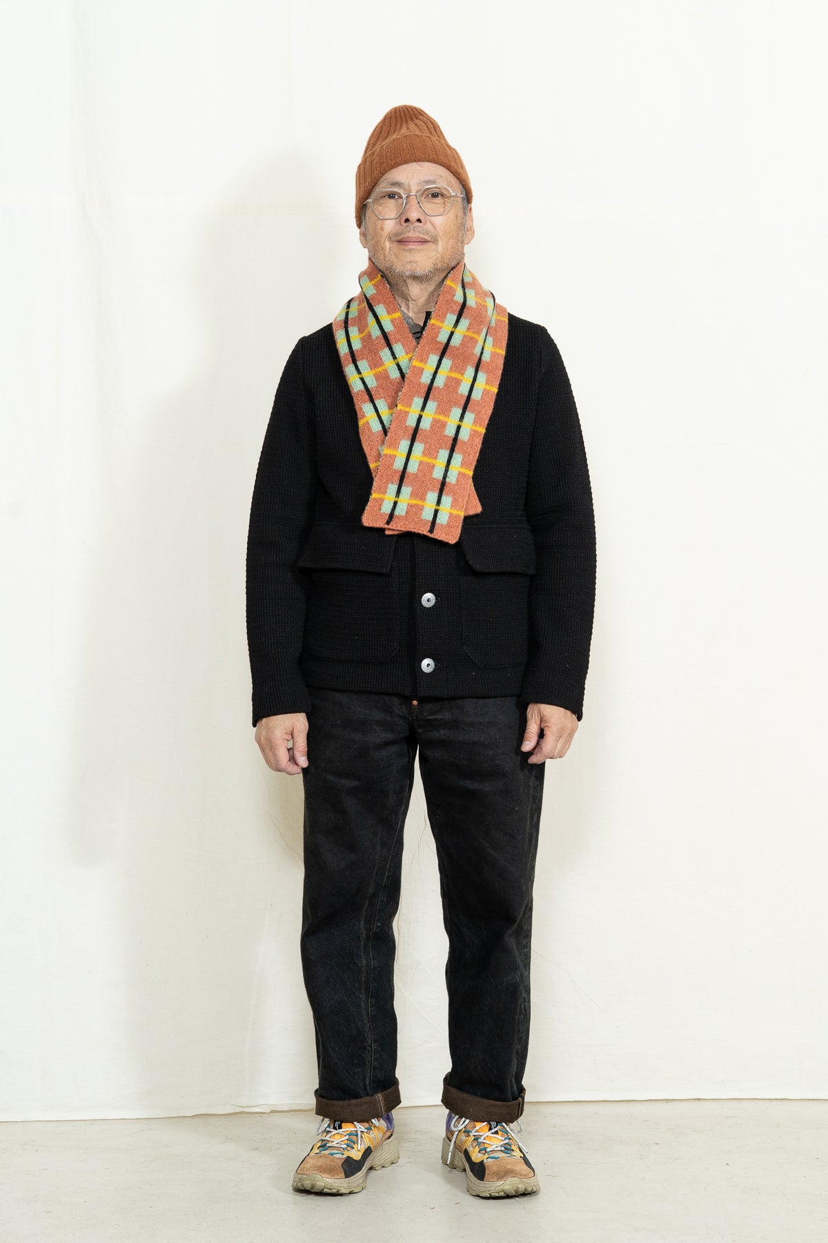 Jo Gordon Brushed Tartan Scarf in Iron Oxide