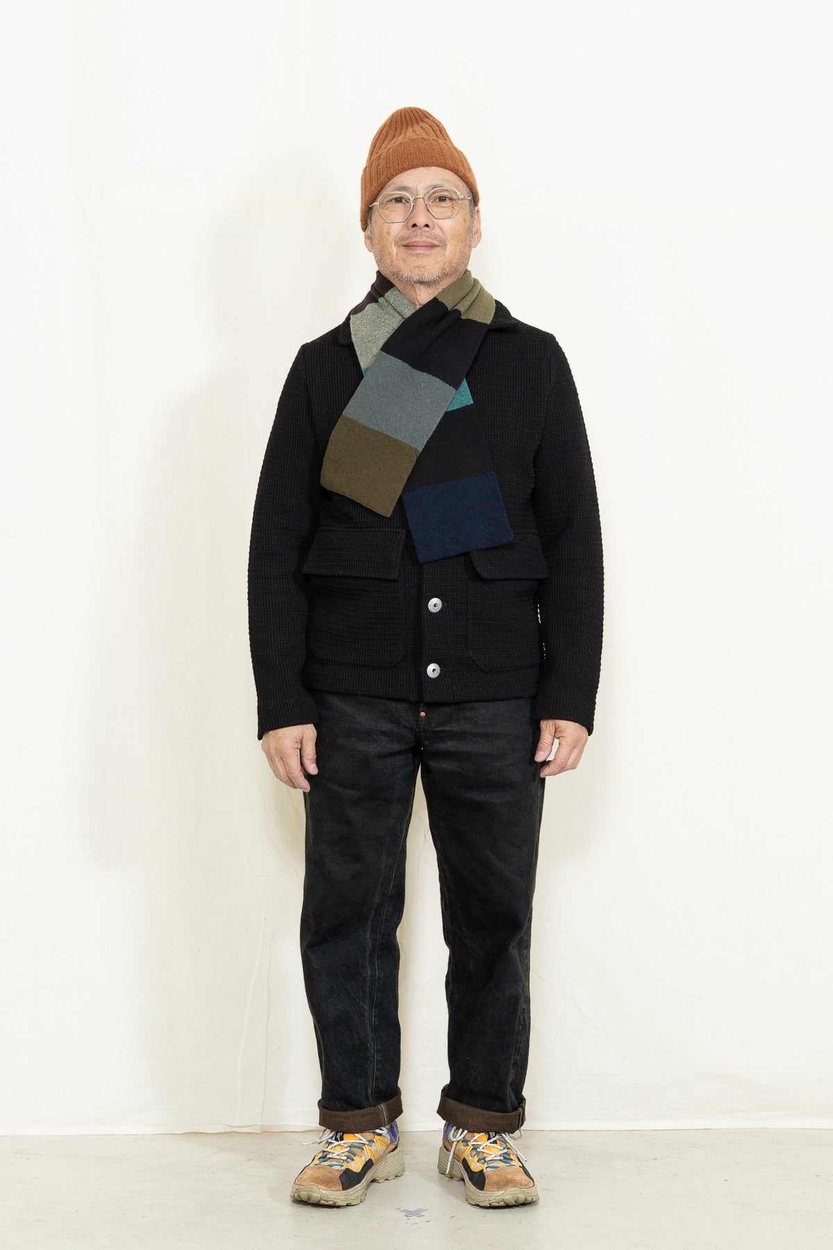 Jo Gordon Small Colorblock Scarf in Dark