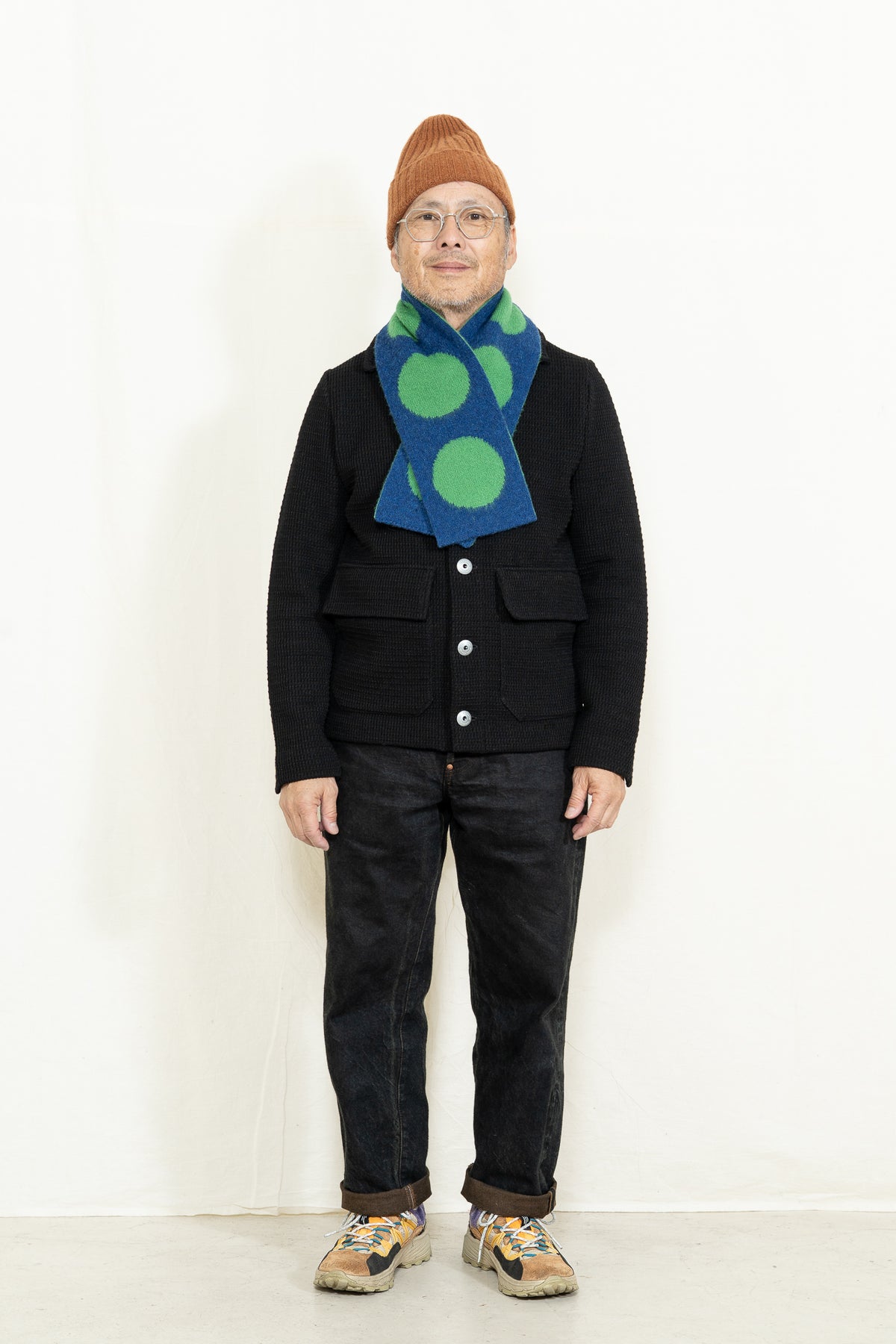 Jo Gordon Brushed Spot Scarf in Nightsky/Pagoda