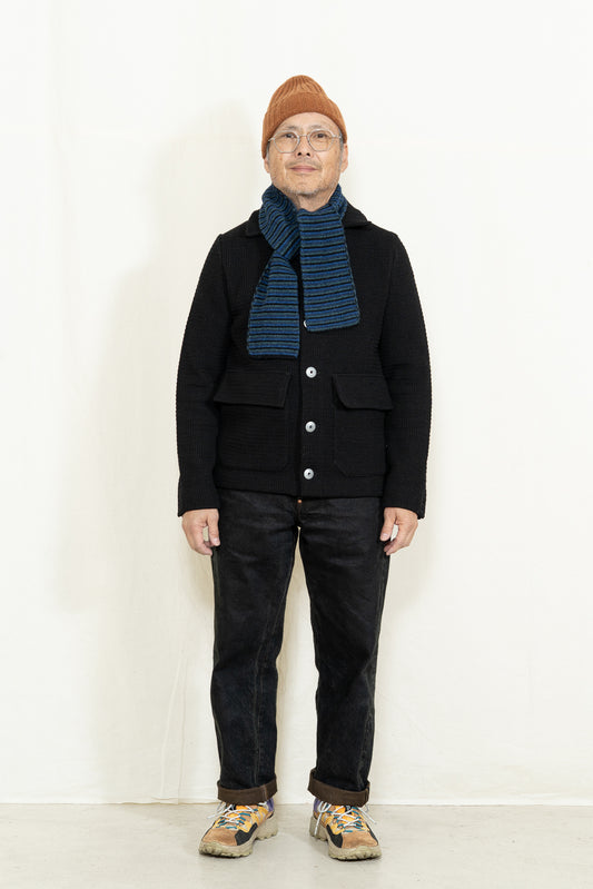 Jo Gordon Multicolor Garter Stitch Scarf in Dark