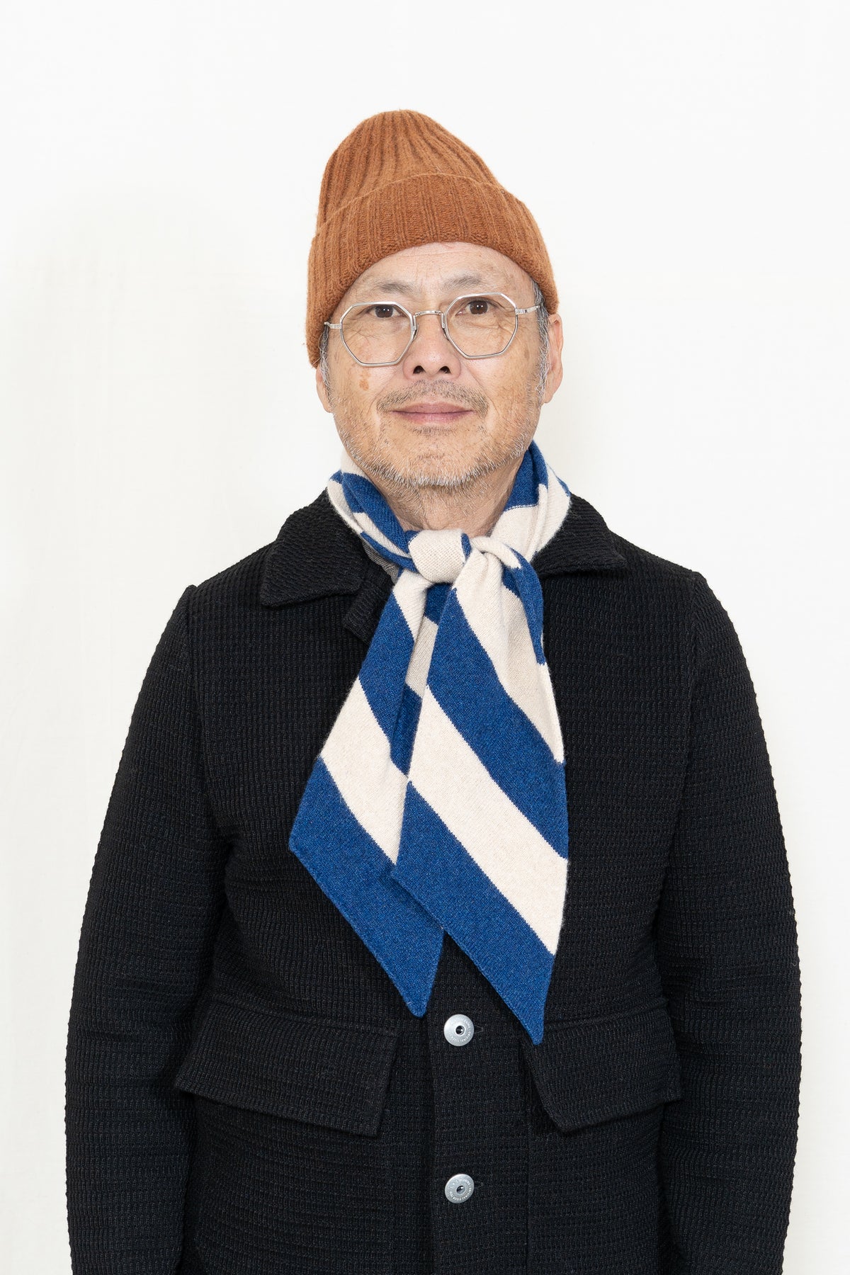 Jo Gordon Diagonal Stripe Scarf in Nightsky and Oatmeal