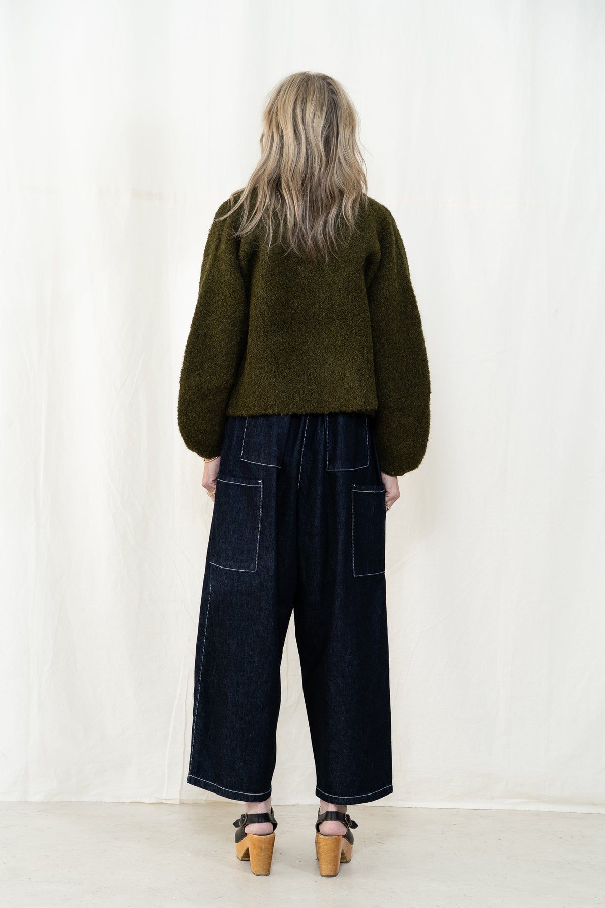 Micaela Greg Boucle Zip Cardigan in Olive