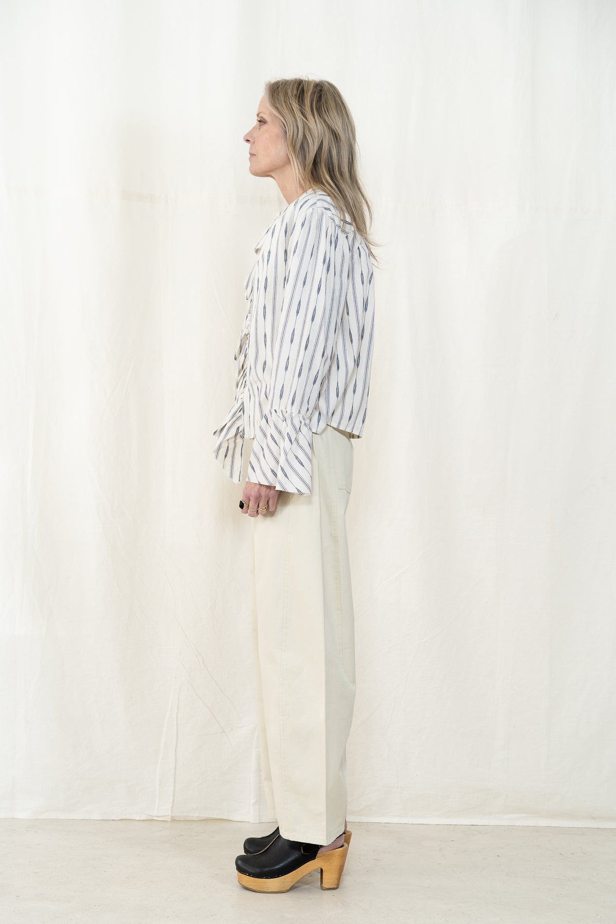 Uqnatu Cascade Ruffle Blouse Blip Ikat