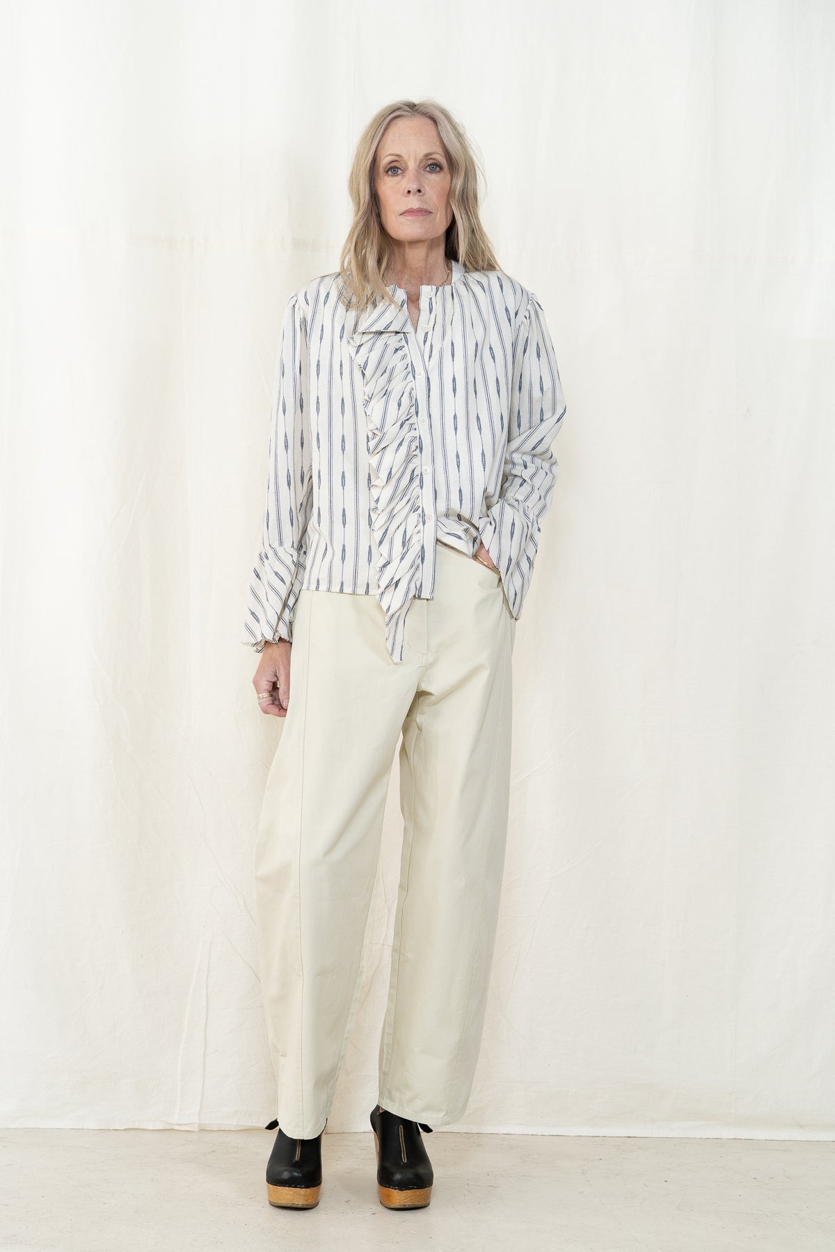 Uqnatu Cascade Ruffle Blouse Blip Ikat
