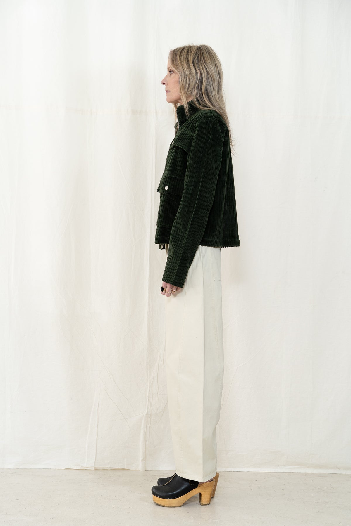 Thinking MU Celia Cord Jacket in Bottle Green