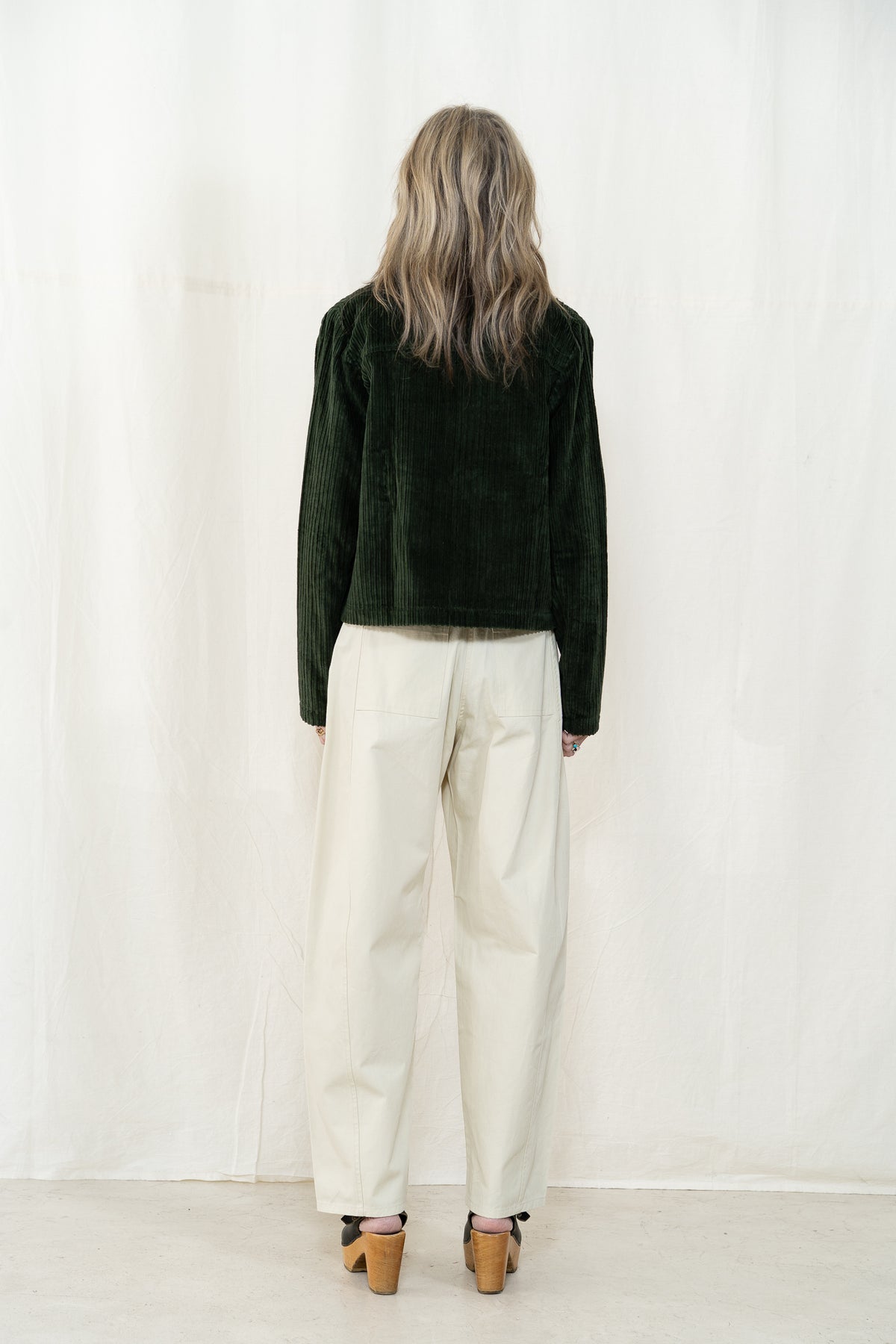 Thinking MU Celia Cord Jacket in Bottle Green