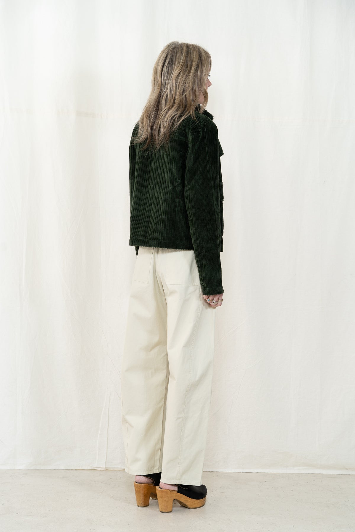 Thinking MU Celia Cord Jacket in Bottle Green