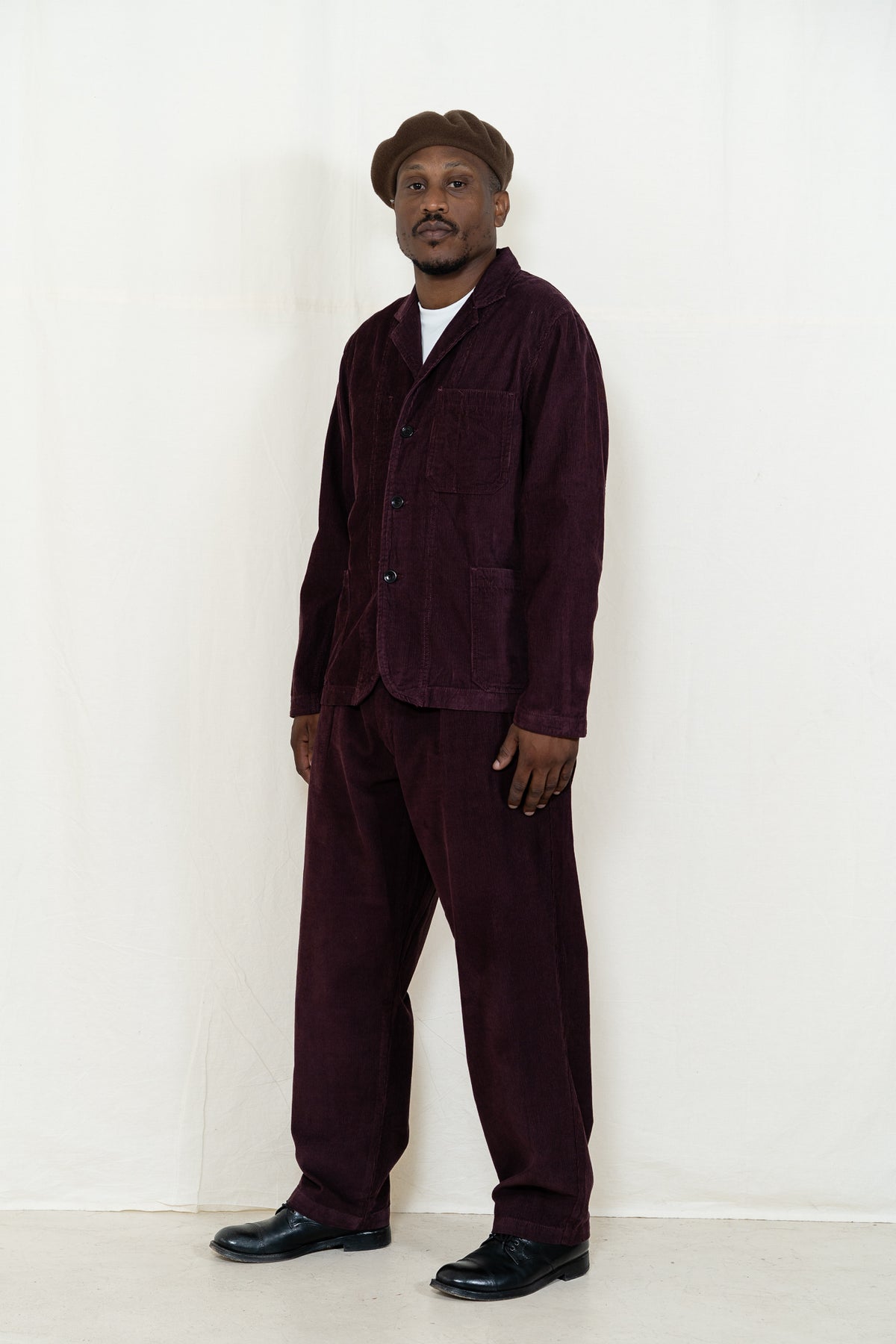 Service Works Cord Server Suit Jacket in Burgundy