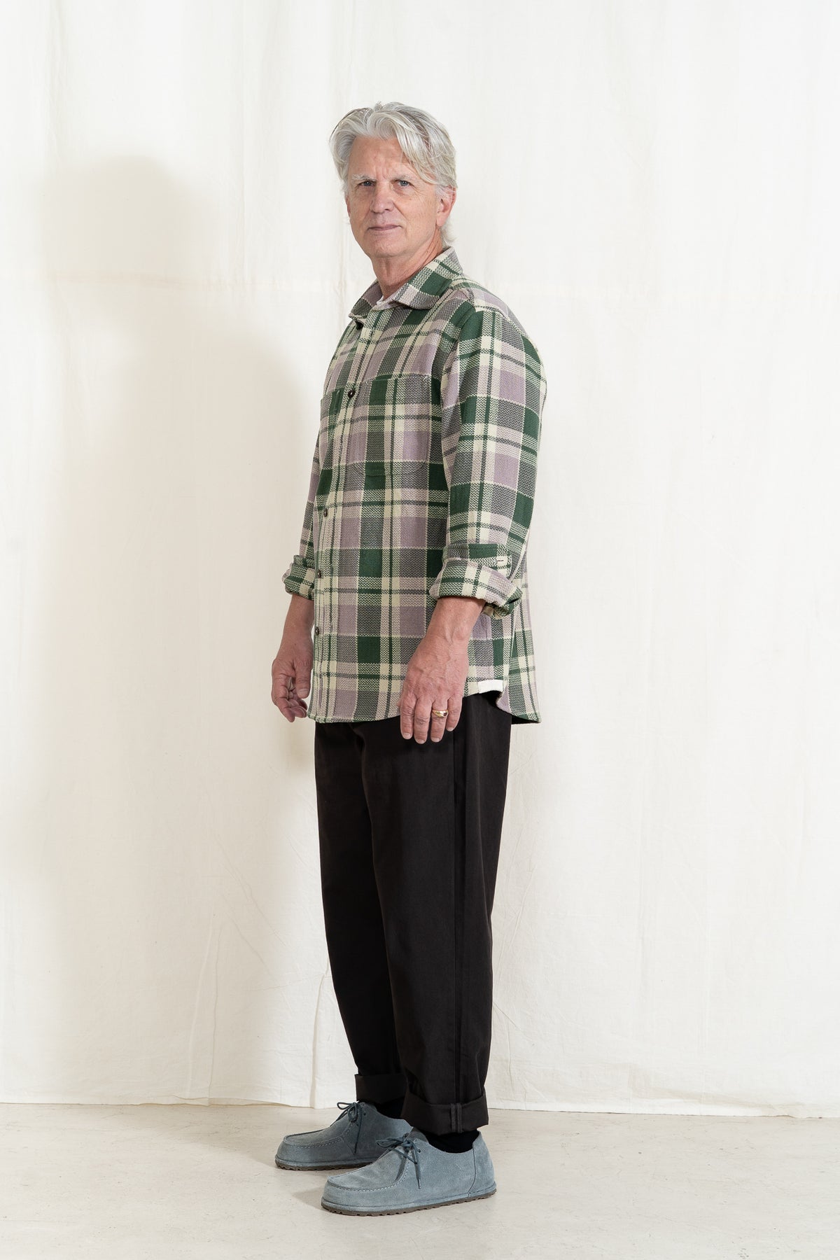 INDI + ASH Ames Workshirt in Grass/Lavender