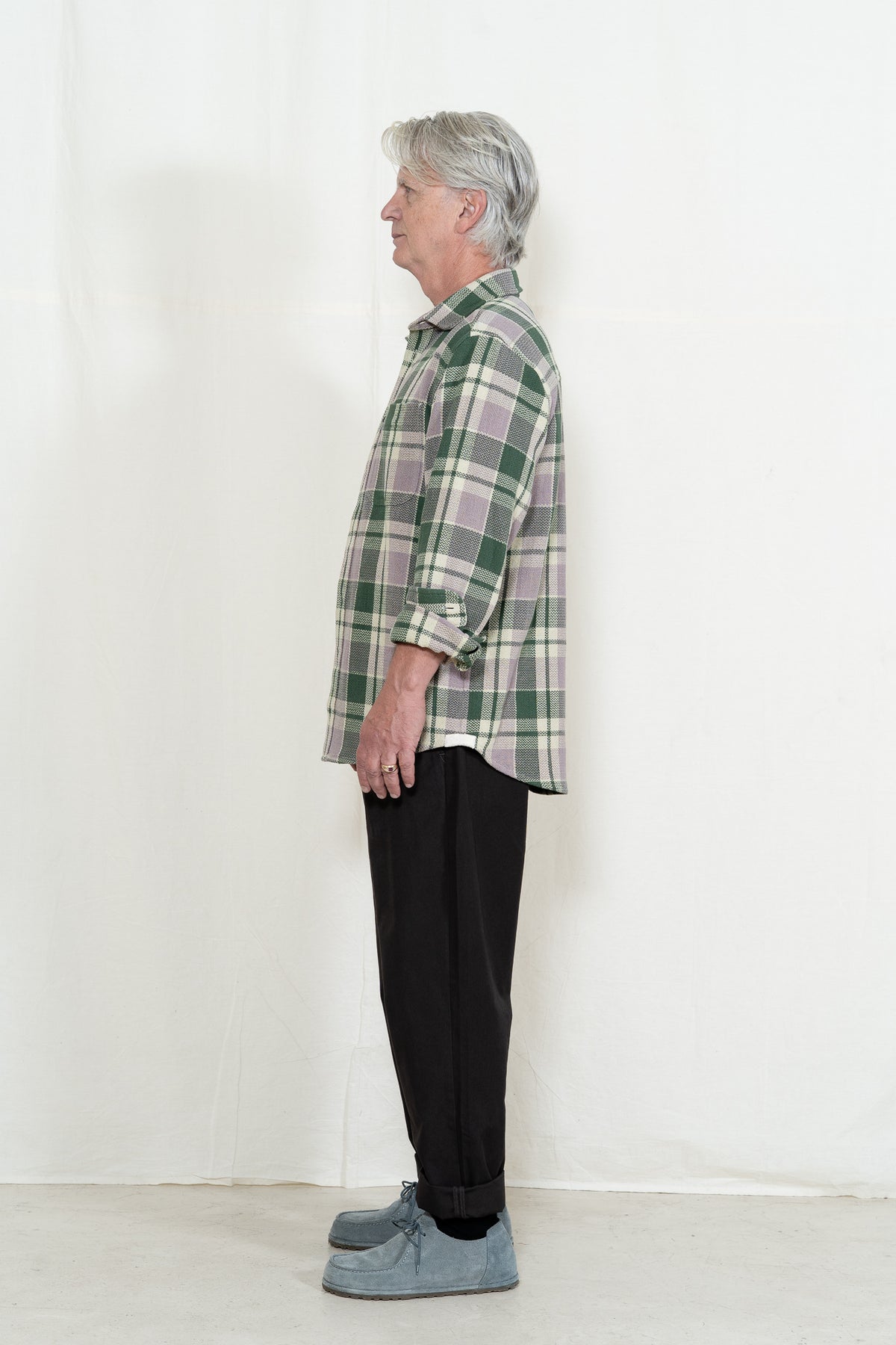INDI + ASH Ames Workshirt in Grass/Lavender