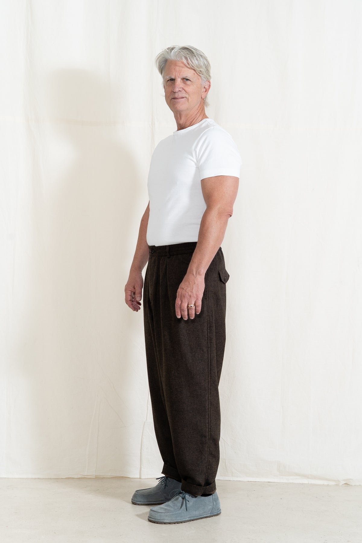 Universal Works Pleated Track Pant in Brown