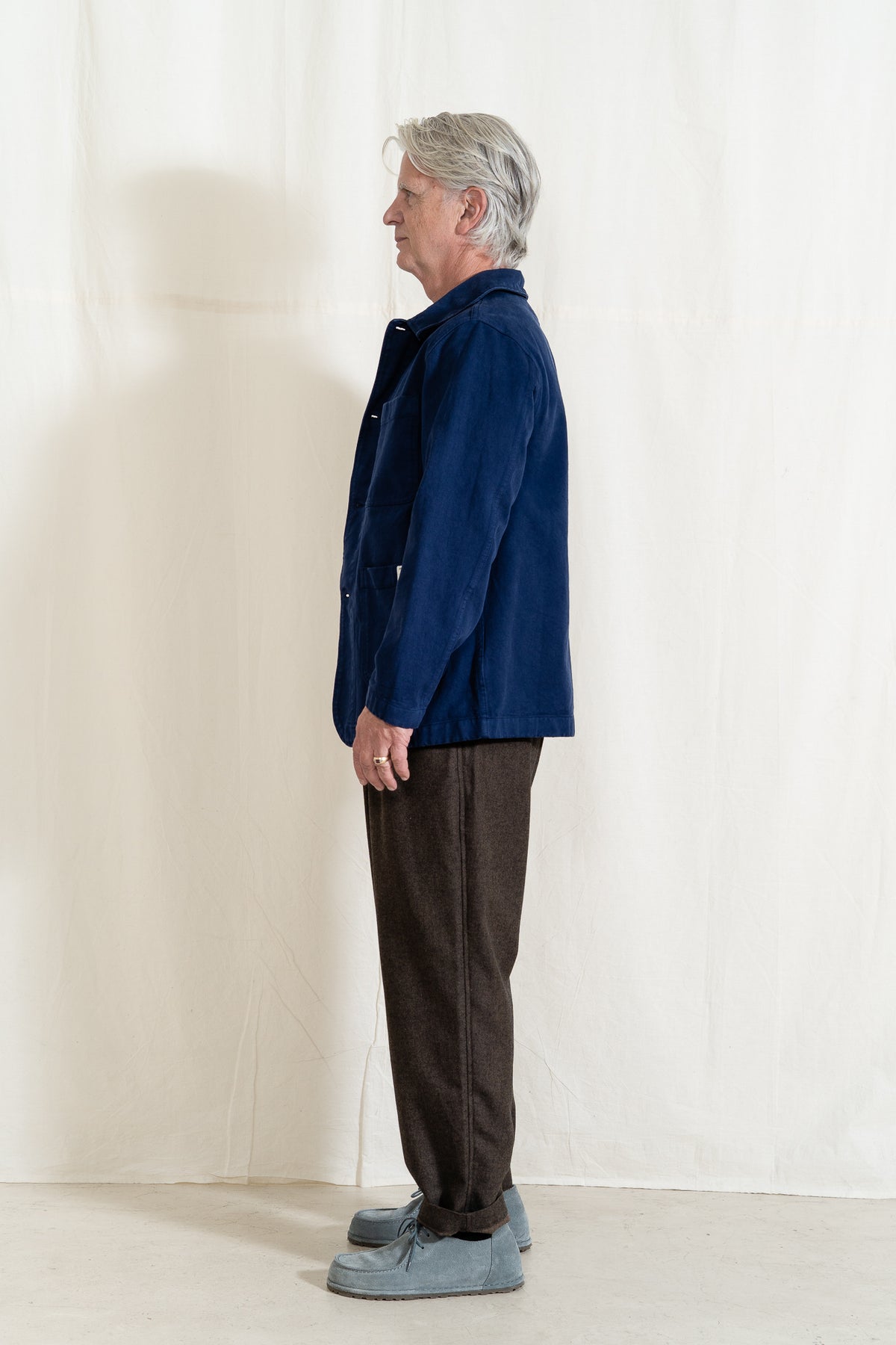 Merz b. Schwanen Worker Twill Jacket in Ink Blue