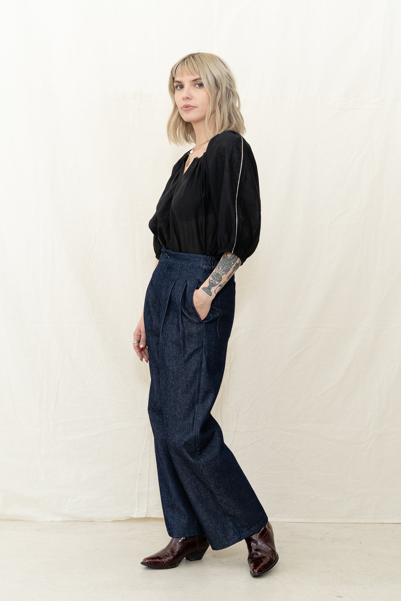 NYMANE Wes Pleat Pant Denim