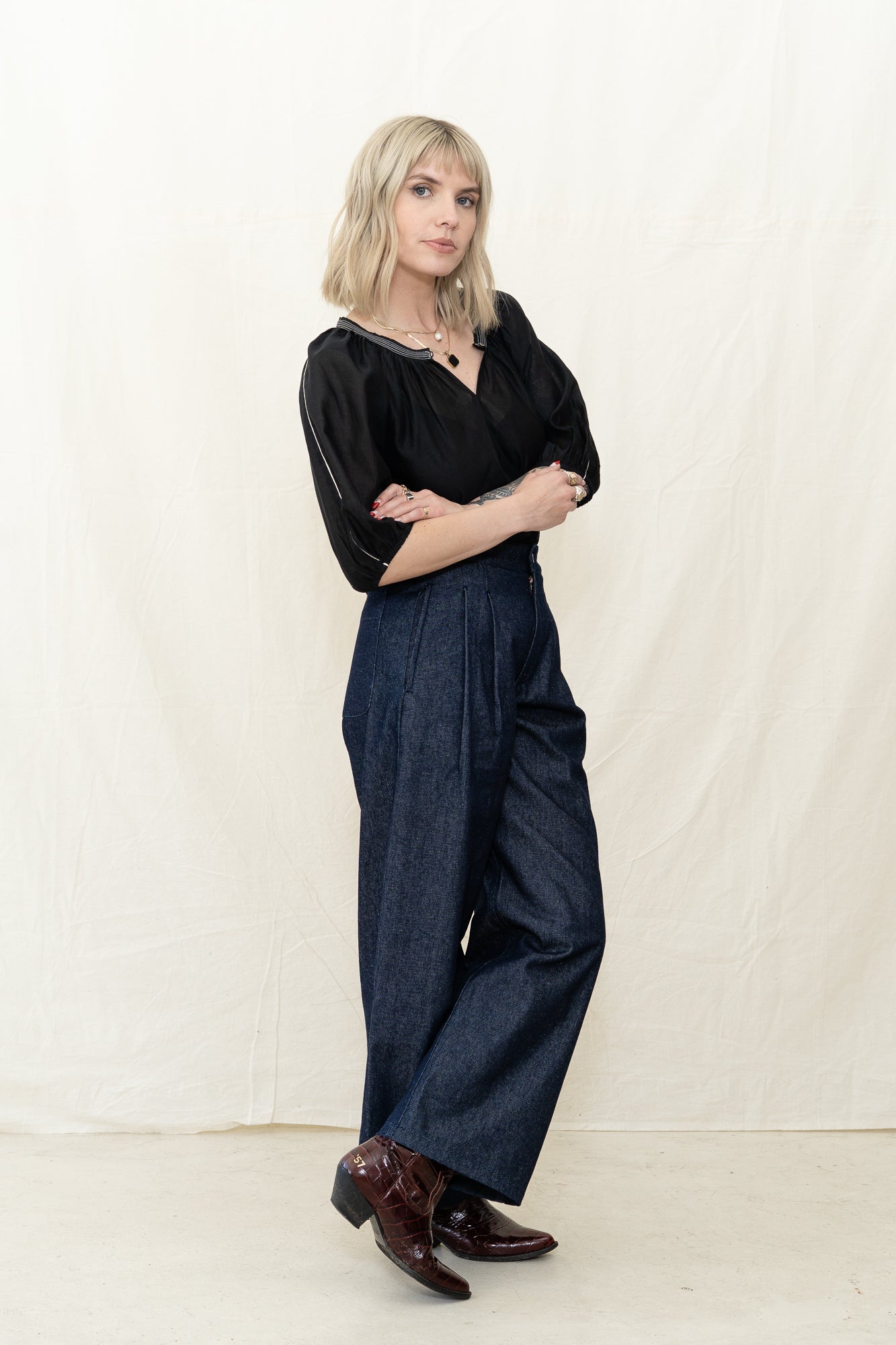 NYMANE Wes Pleat Pant Denim