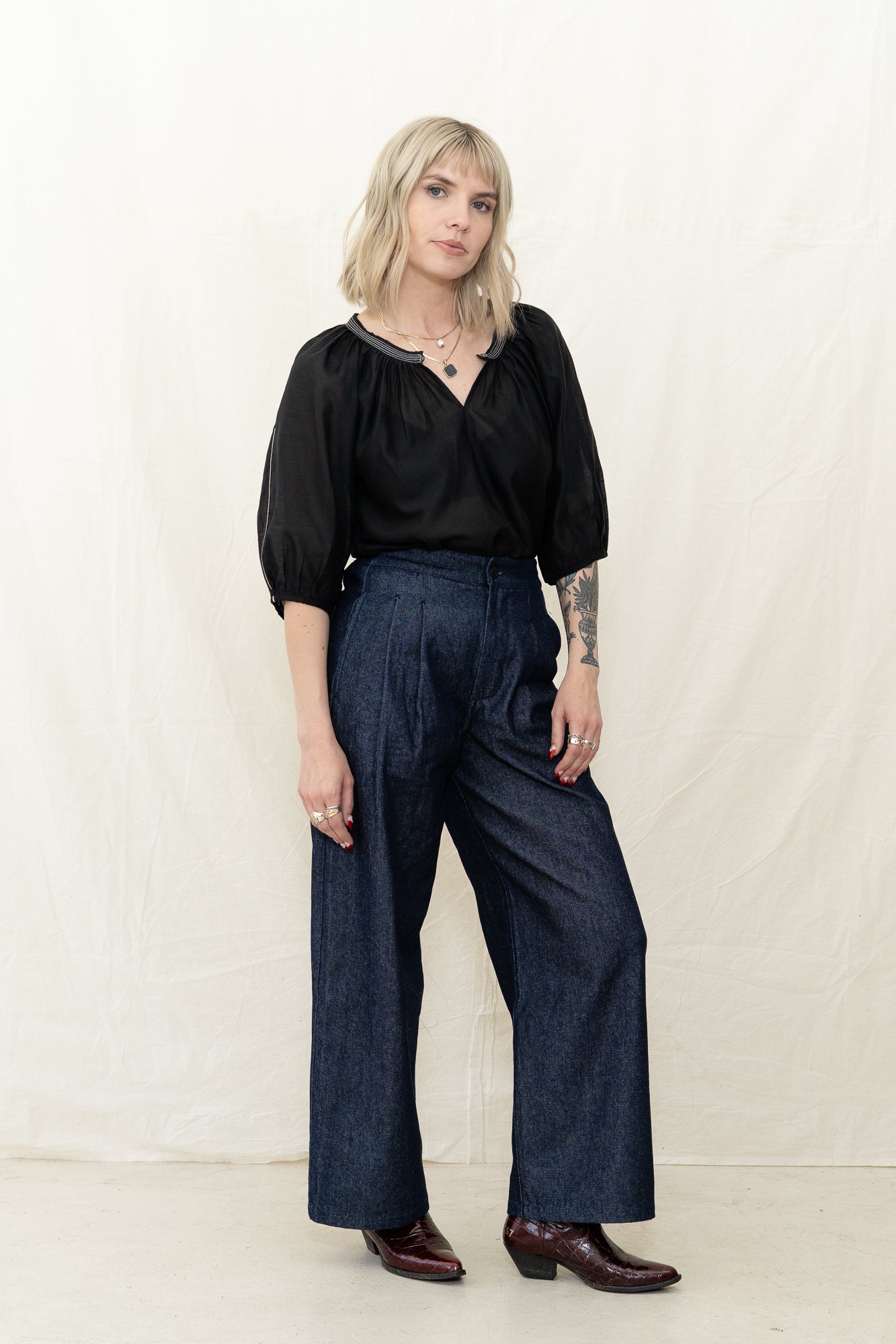 NYMANE Wes Pleat Pant Denim