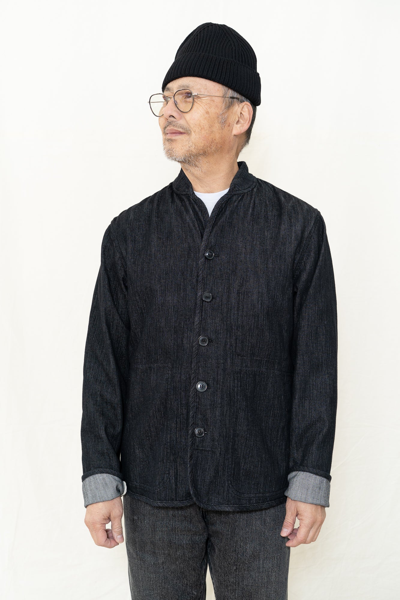 Hansen Erling Work Jacket in Black Slubdenim