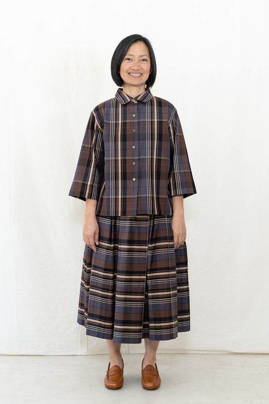 UQNATU Cocoa Madras Camp Shirt