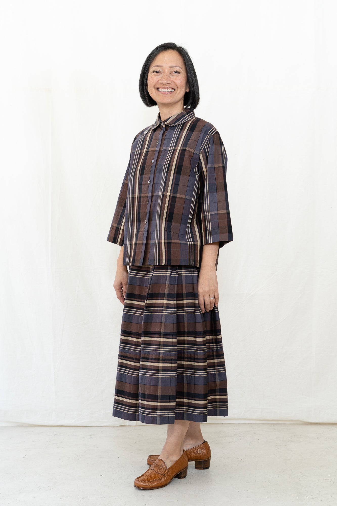 UQNATU Cocoa Madras Camp Shirt