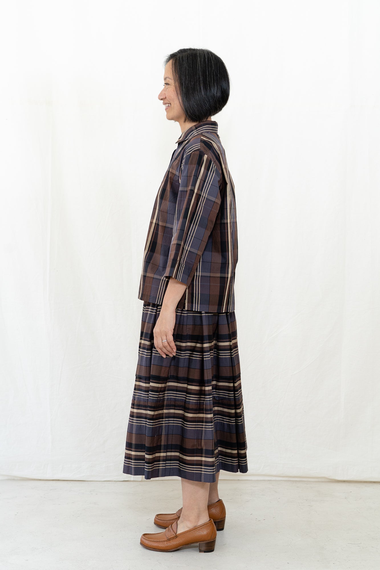 UQNATU Cocoa Madras Camp Shirt