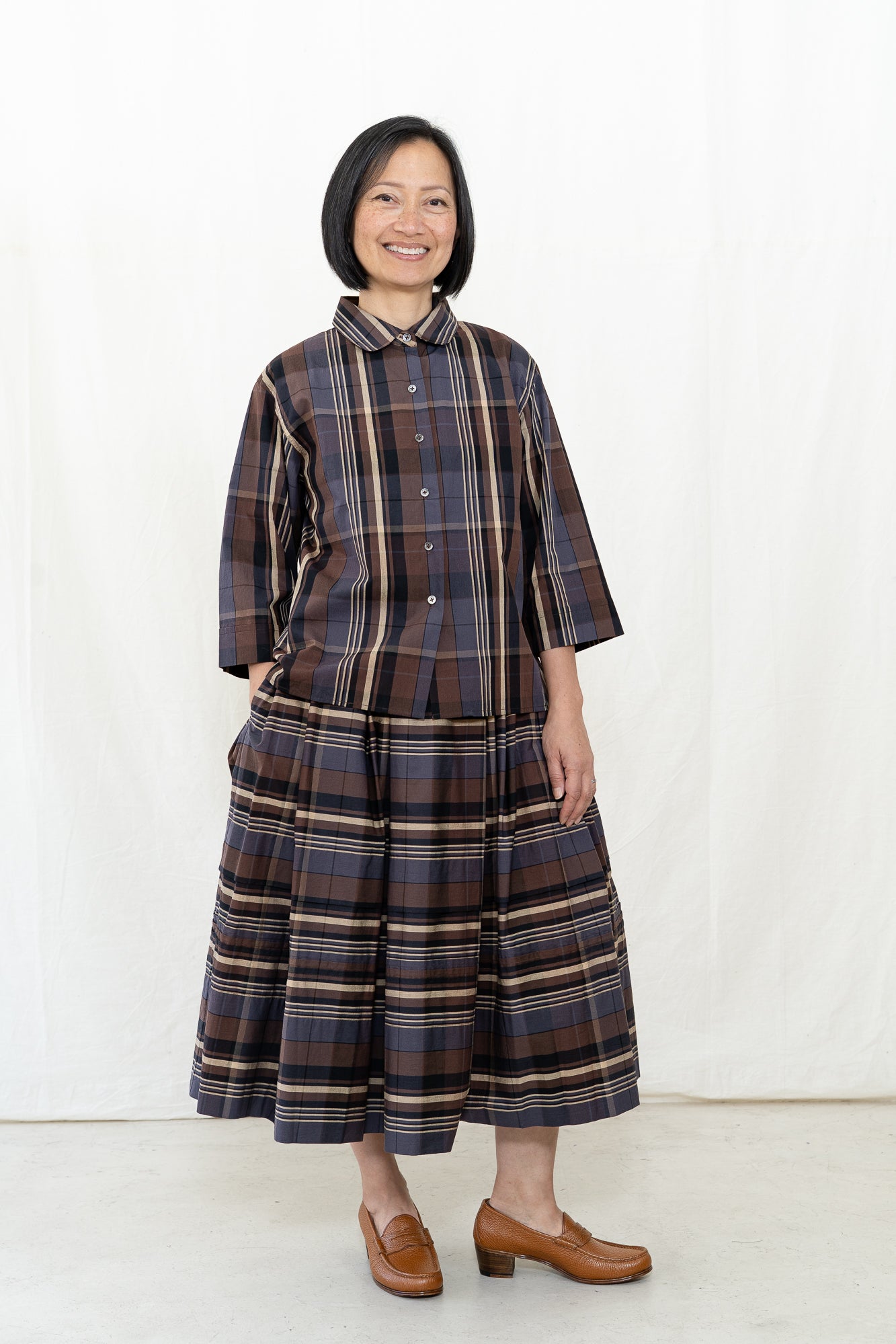 UQNATU Cocoa Madras Belle Skirt w/Tucks