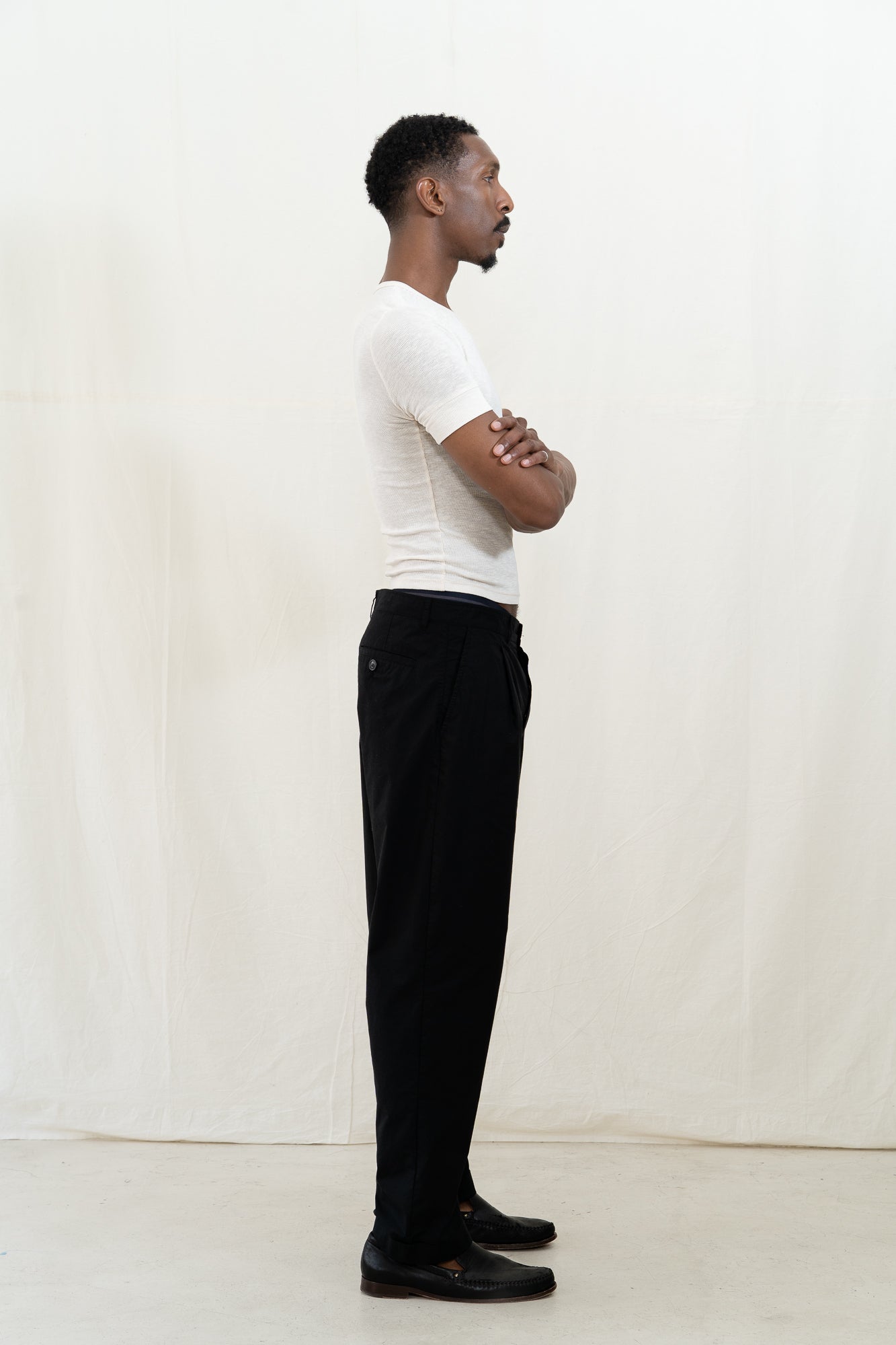 HANSEN Sune Pleated Trouser in Black Parachute