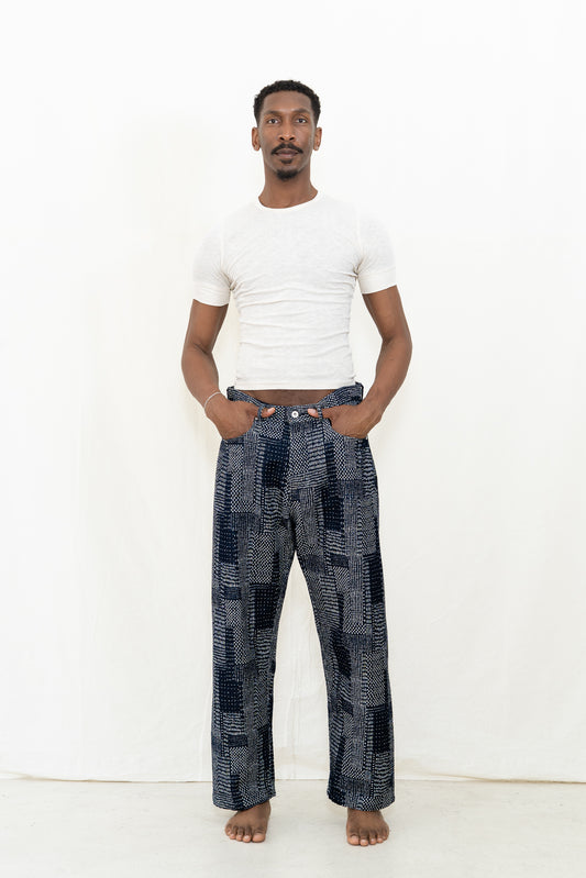 HANSEN Robby Sashiko Indigo Trousers