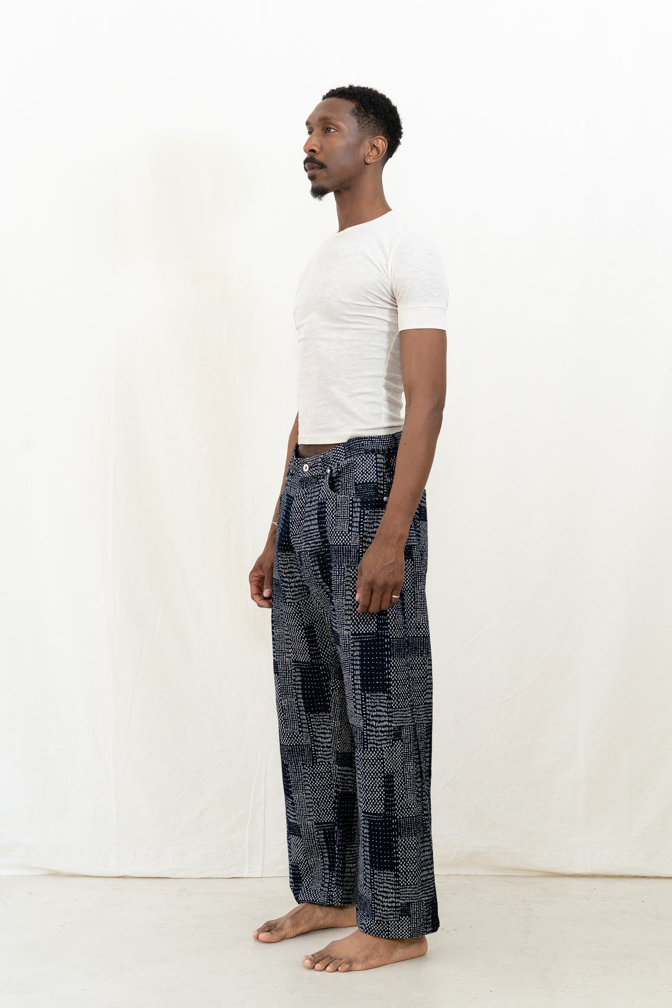 HANSEN Robby Sashiko Indigo Trousers