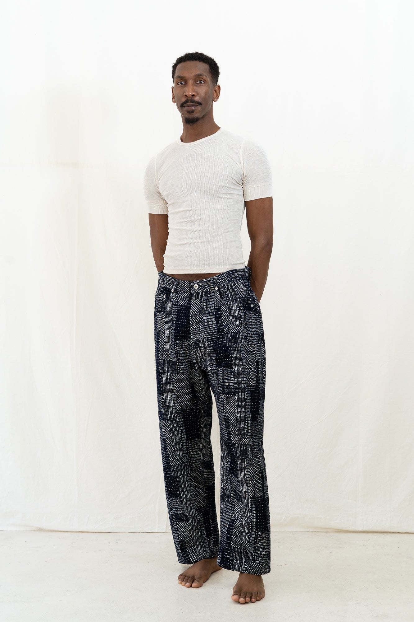 HANSEN Robby Sashiko Indigo Trousers