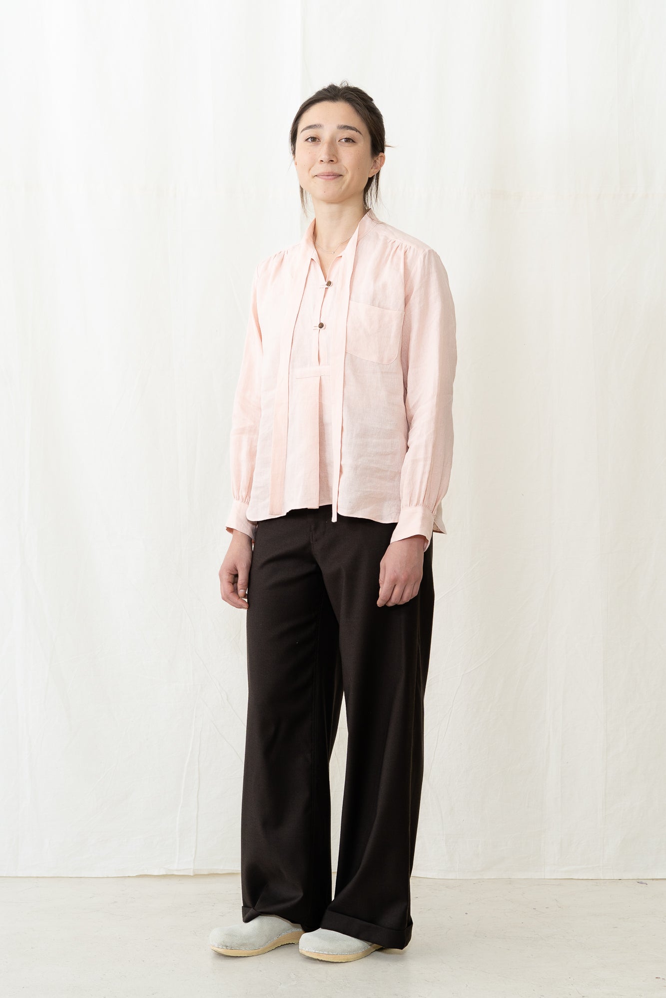 HYE SUN MUN Agnes Linen Shirt in Belgian Rose