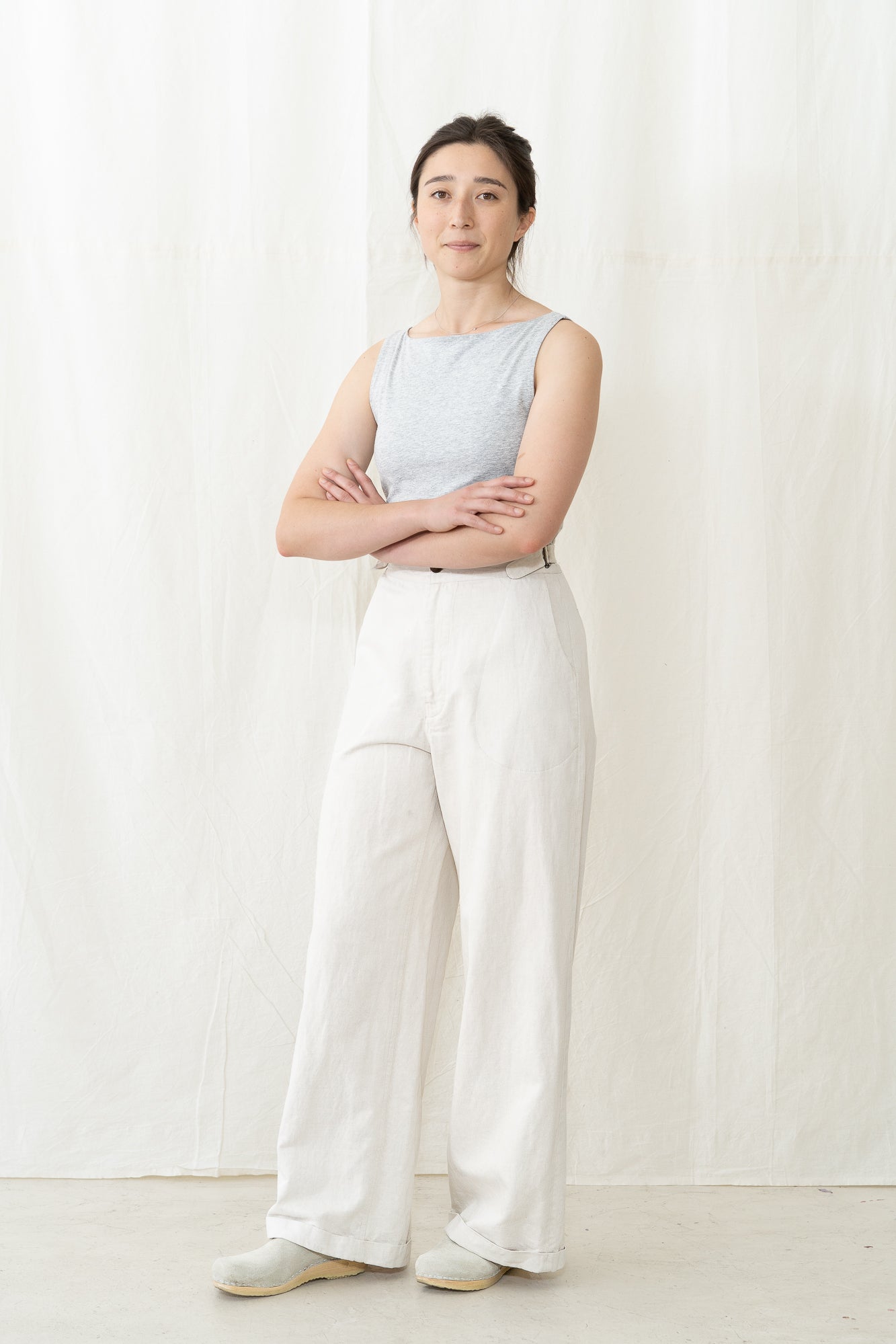 HYE SUN MUN Atelier Wide Pants in Off White