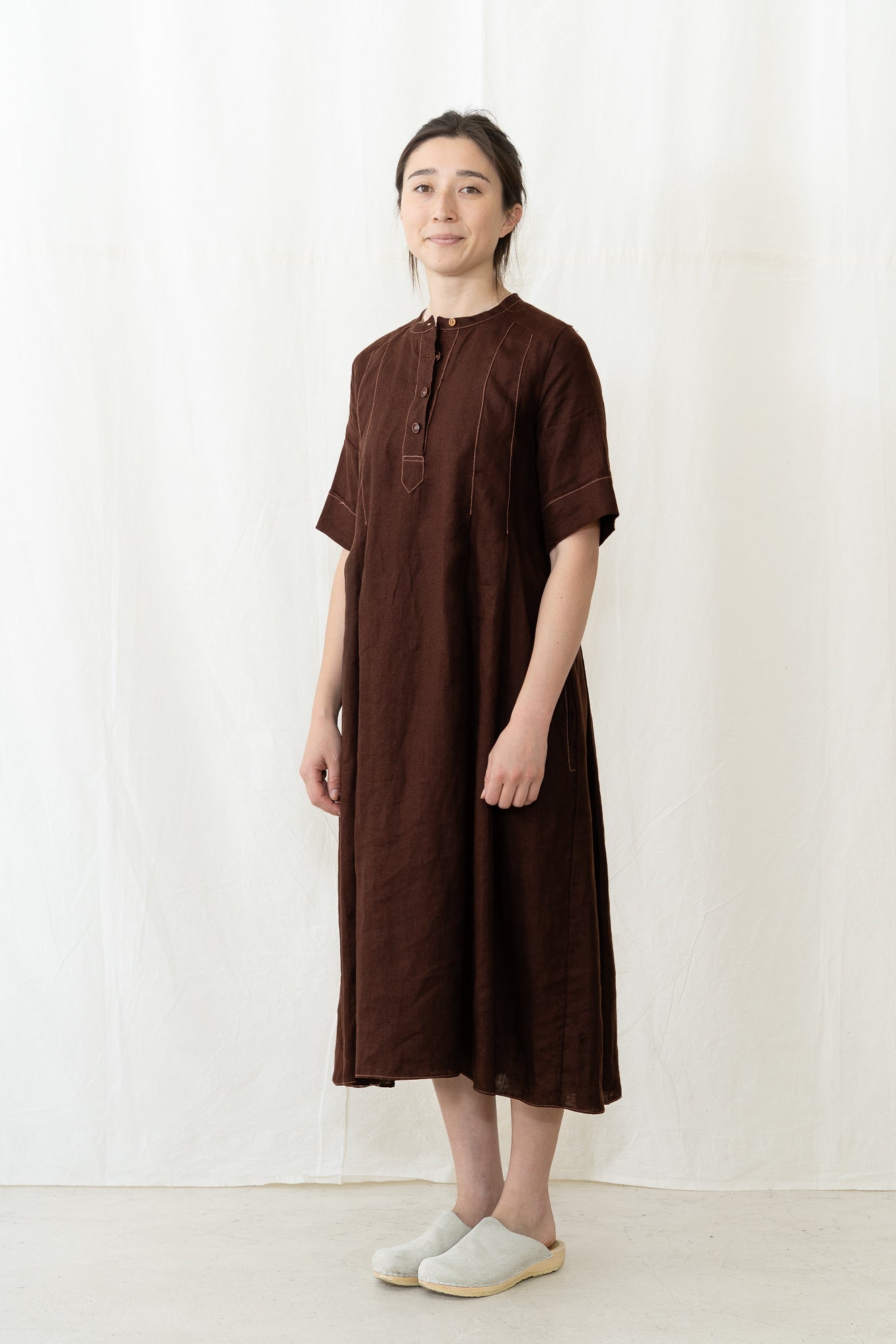 HYE SUN MUN Tilda Dress in Deep Maroon