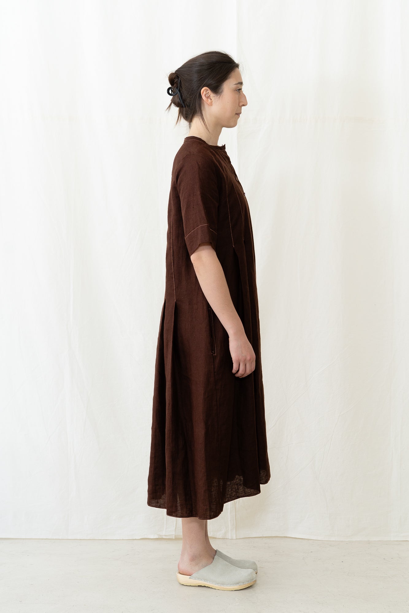 HYE SUN MUN Tilda Dress in Deep Maroon