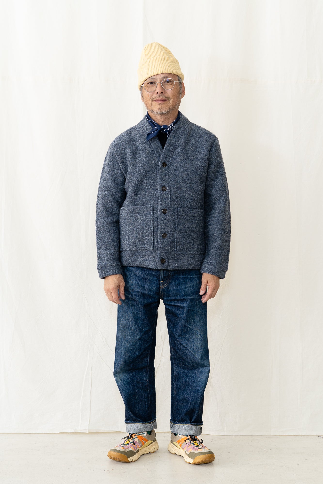 Universal Works Advance Cardigan in Slate Blue