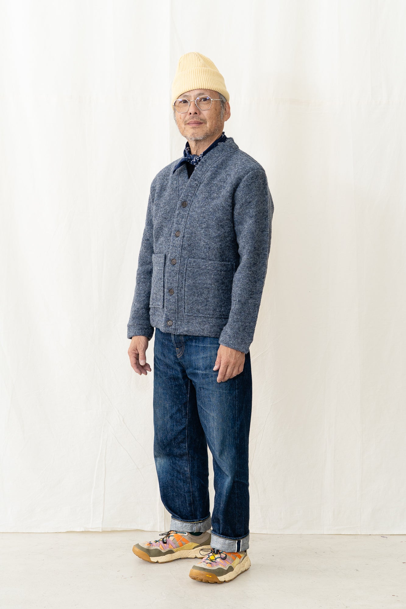 Universal Works Advance Cardigan in Slate Blue