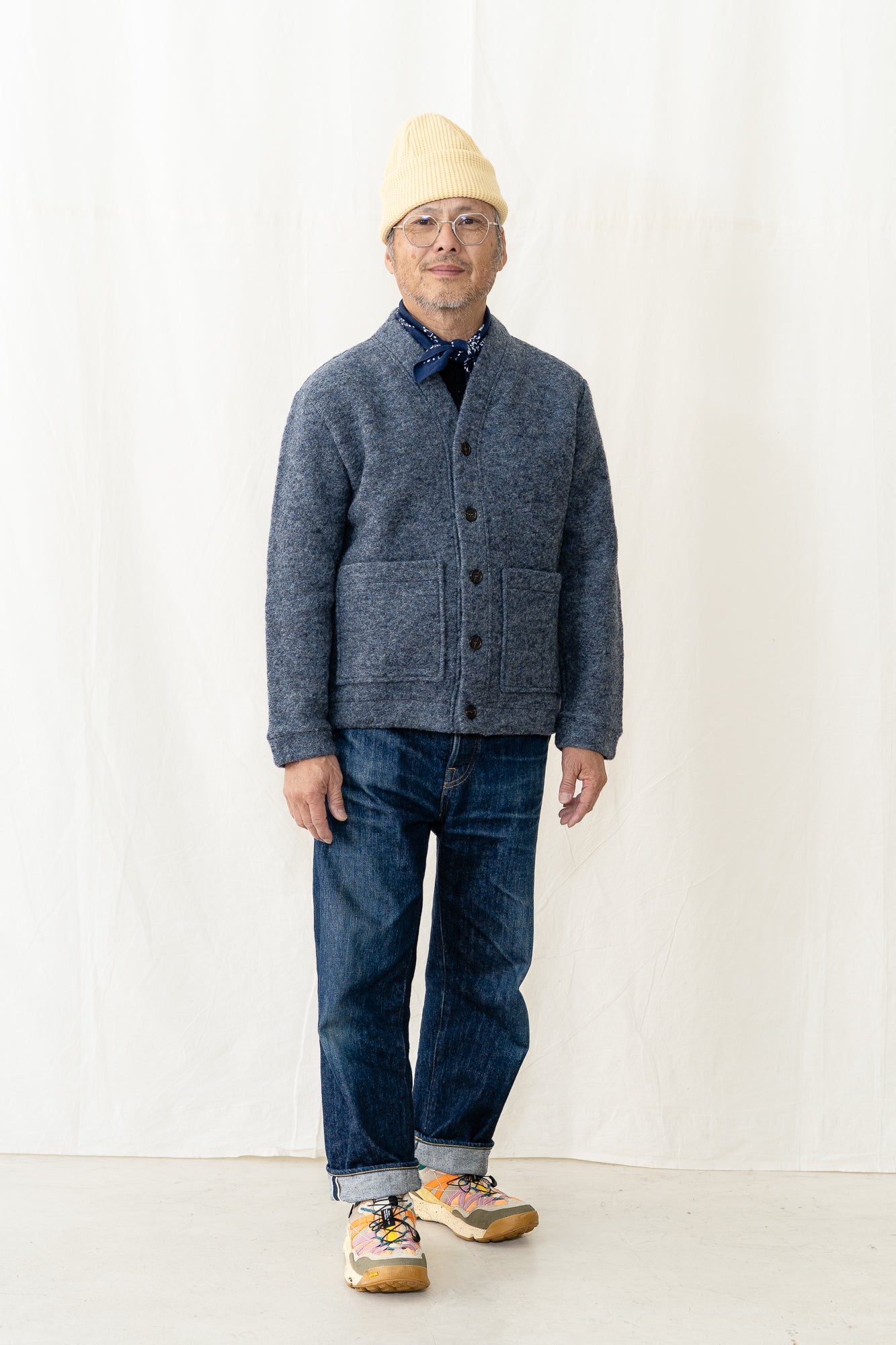 Universal Works Advance Cardigan in Slate Blue