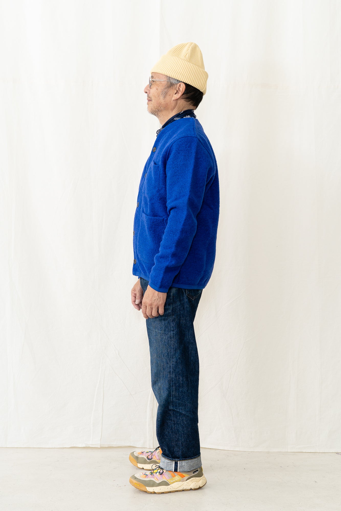 Universal Works Fleece Cardigan in Blue