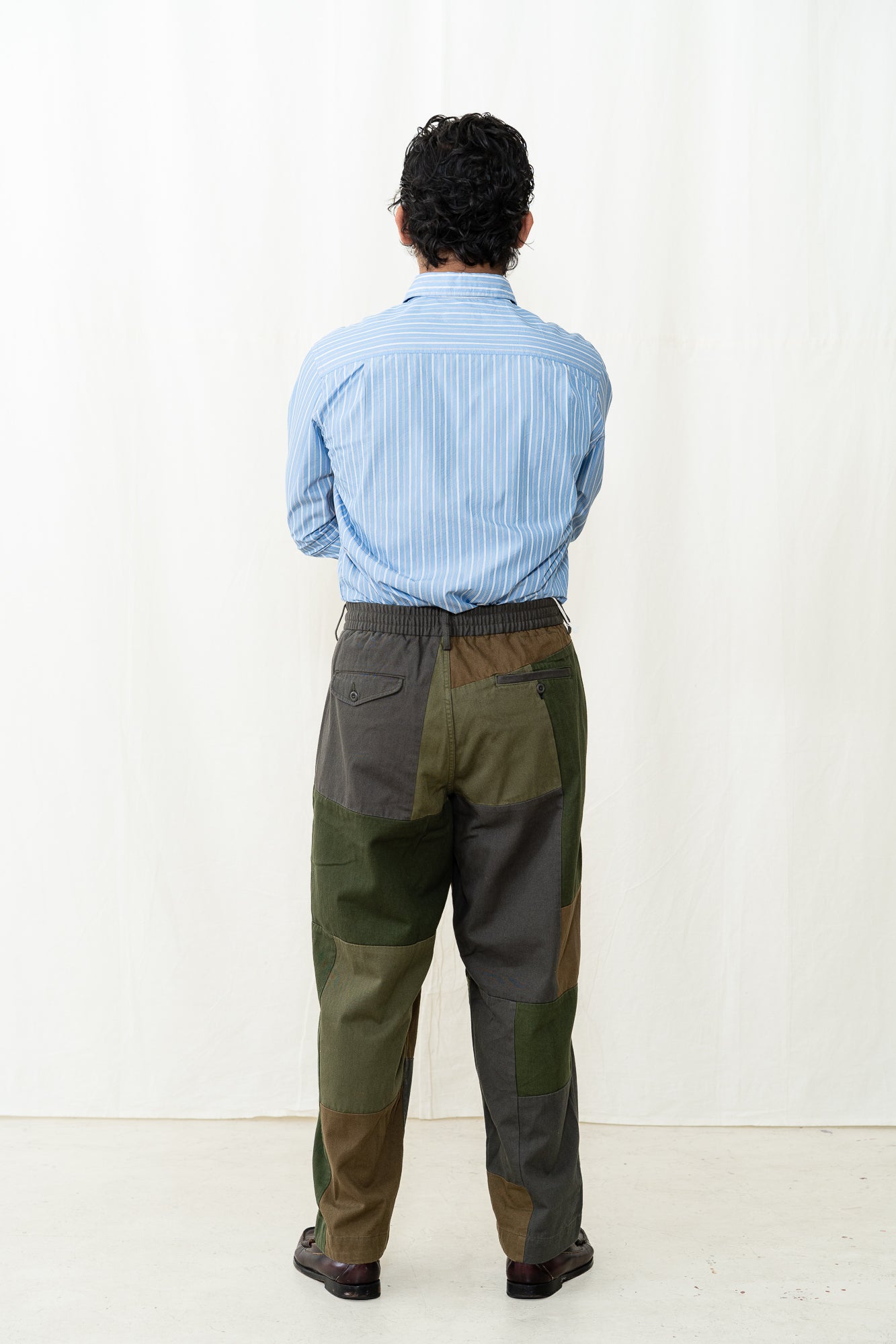 Universal Works Oxford Pant in Olive Patchwork