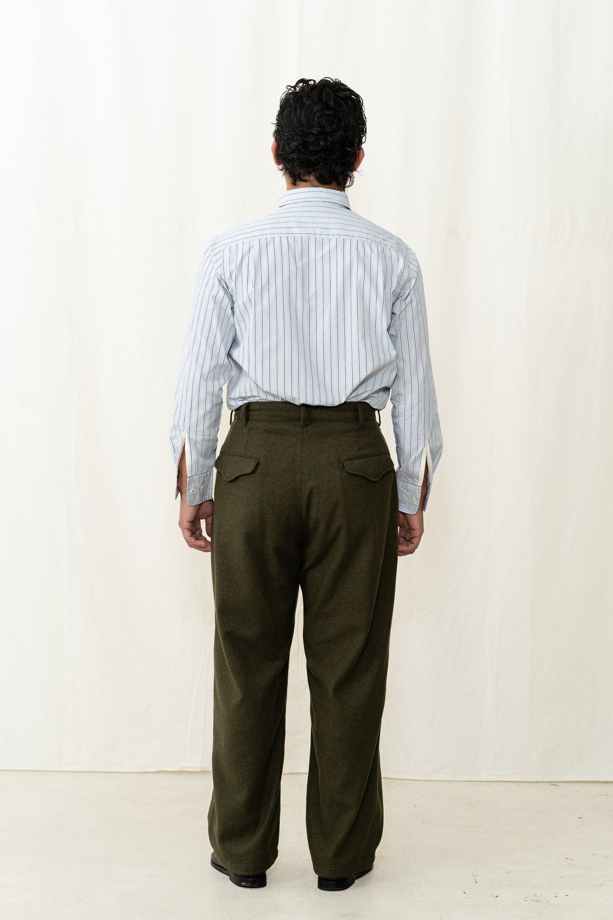 Engineered Garments Officer Pant in Olive Flannel