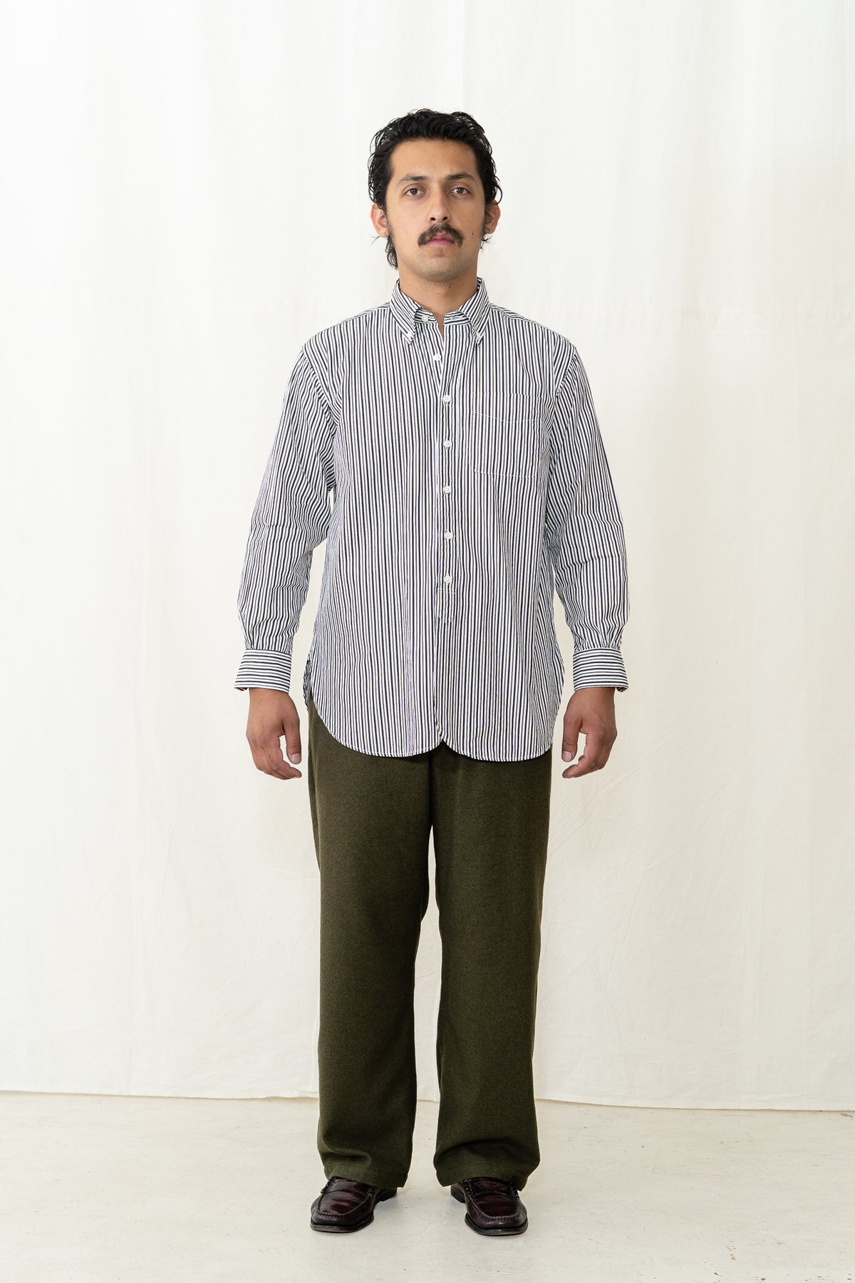 Engineered Garments BD Shirt in Brown Stripe