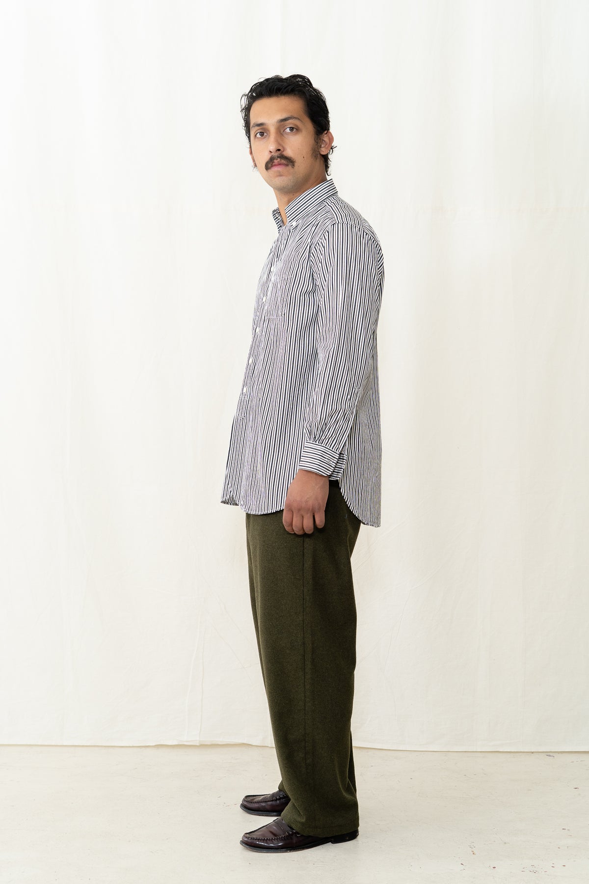 Engineered Garments BD Shirt in Brown Stripe