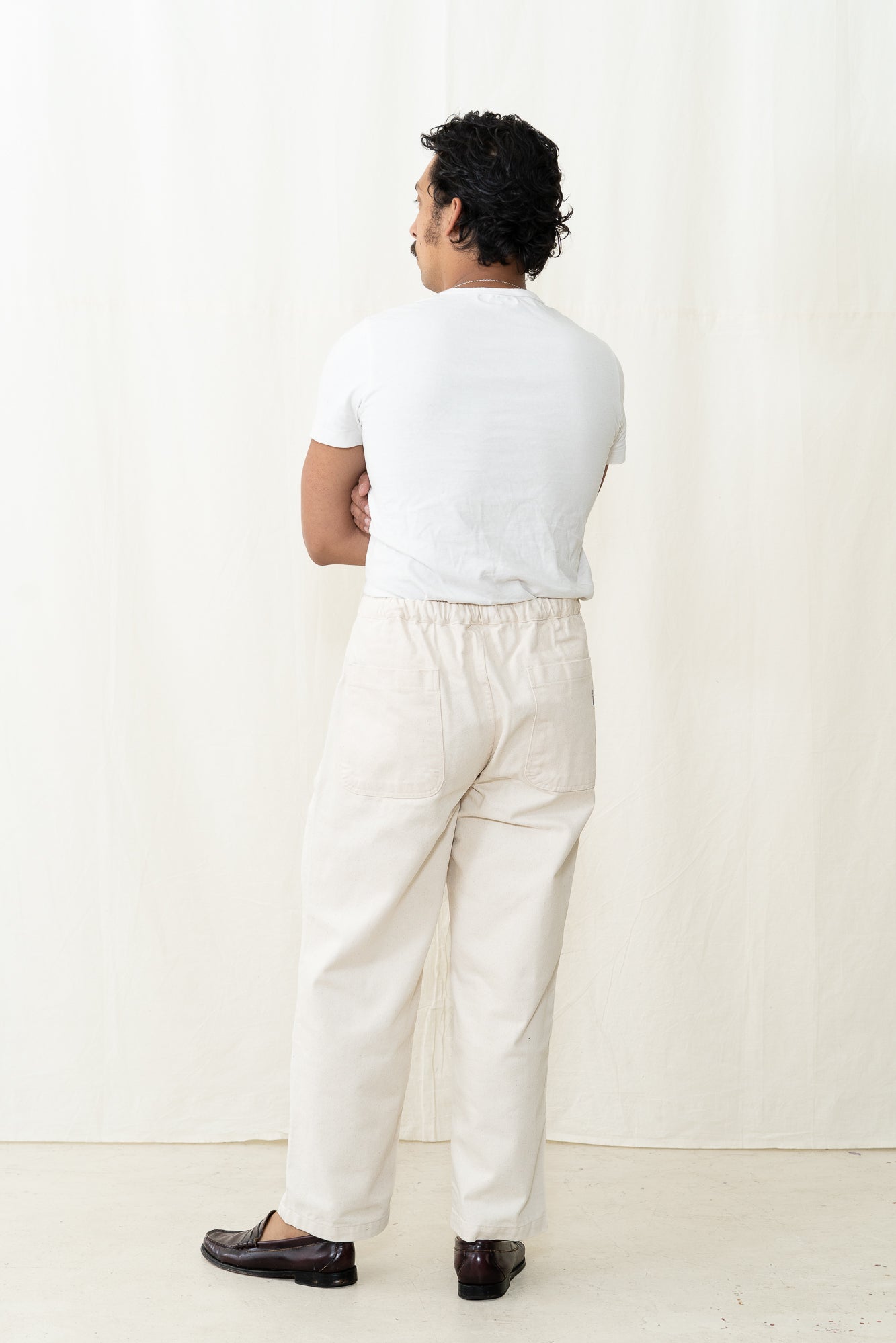 Kappy Two Tuck Wide Denim Pants in Ecru