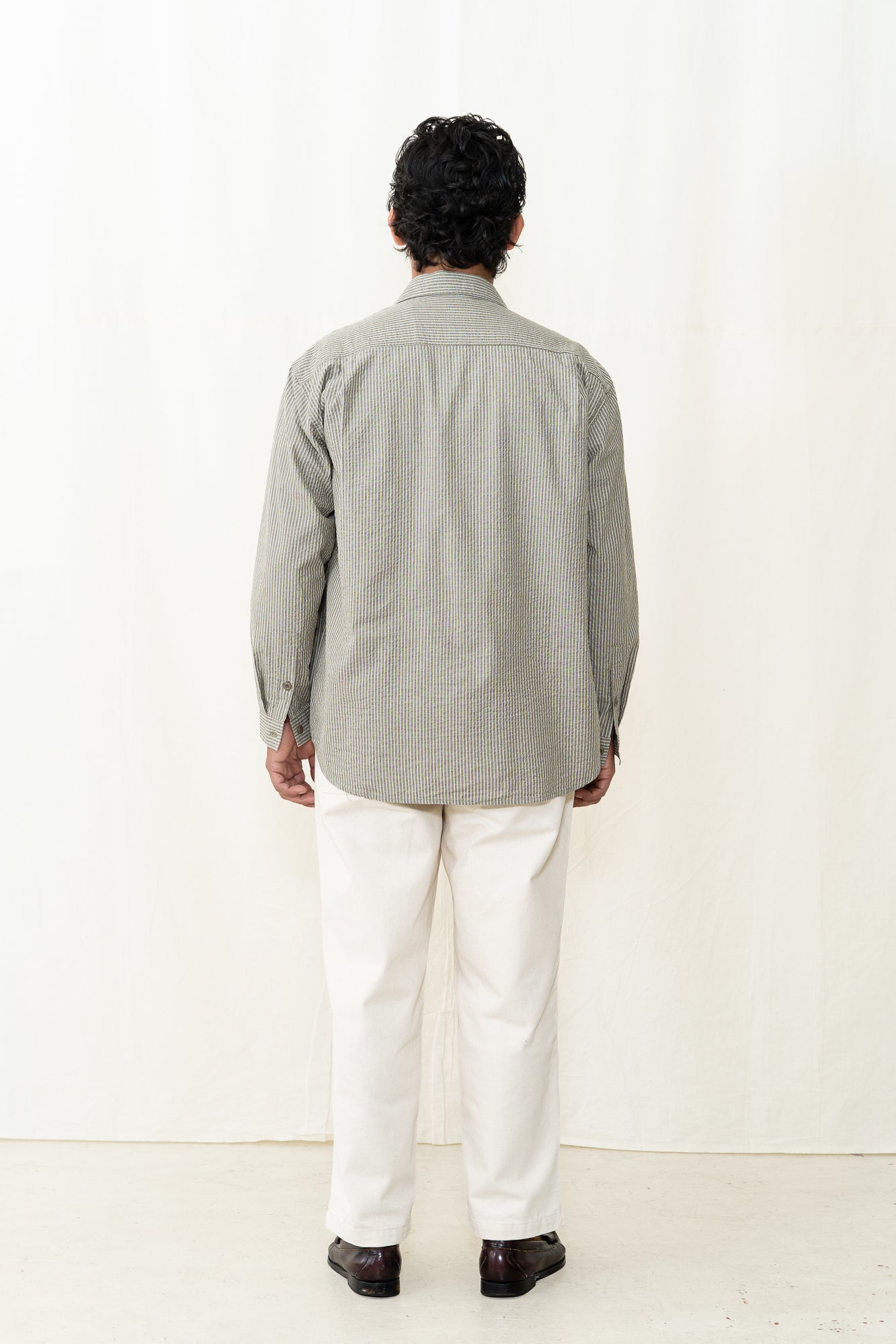 Kappy Stripe Pocket Work Shirt in Khaki