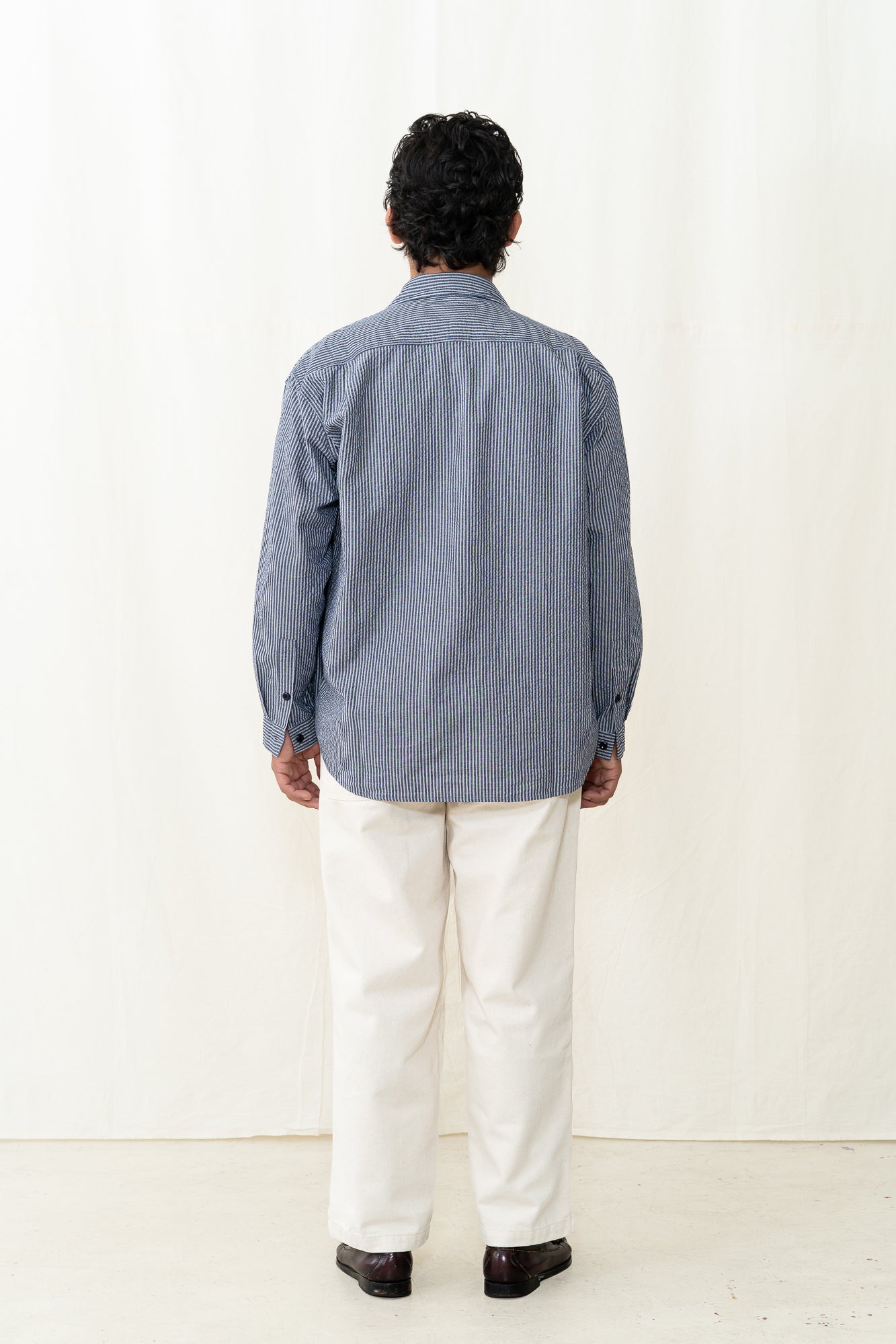 Kappy Stripe Pocket Work Shirt in Navy