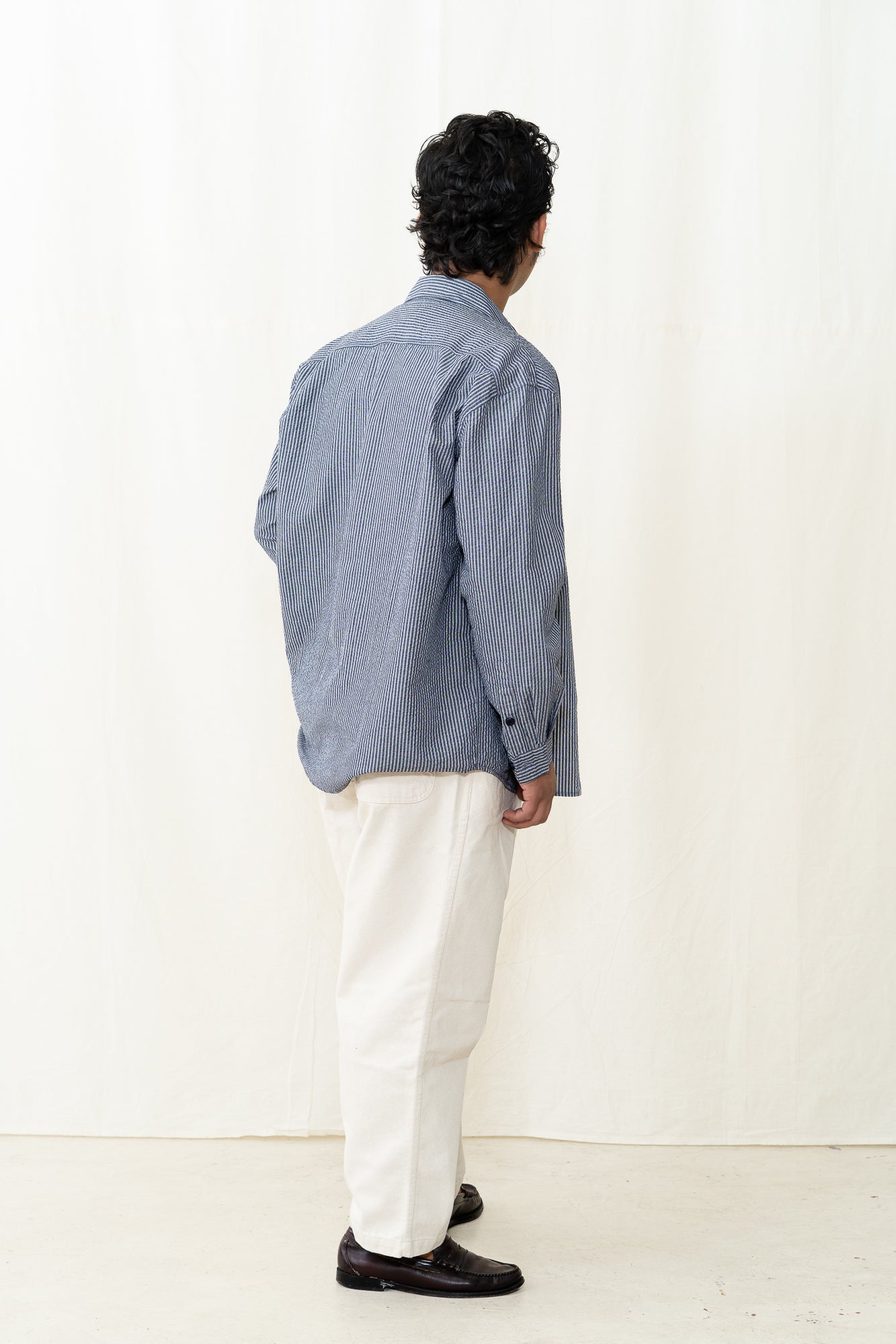 Kappy Stripe Pocket Work Shirt in Navy