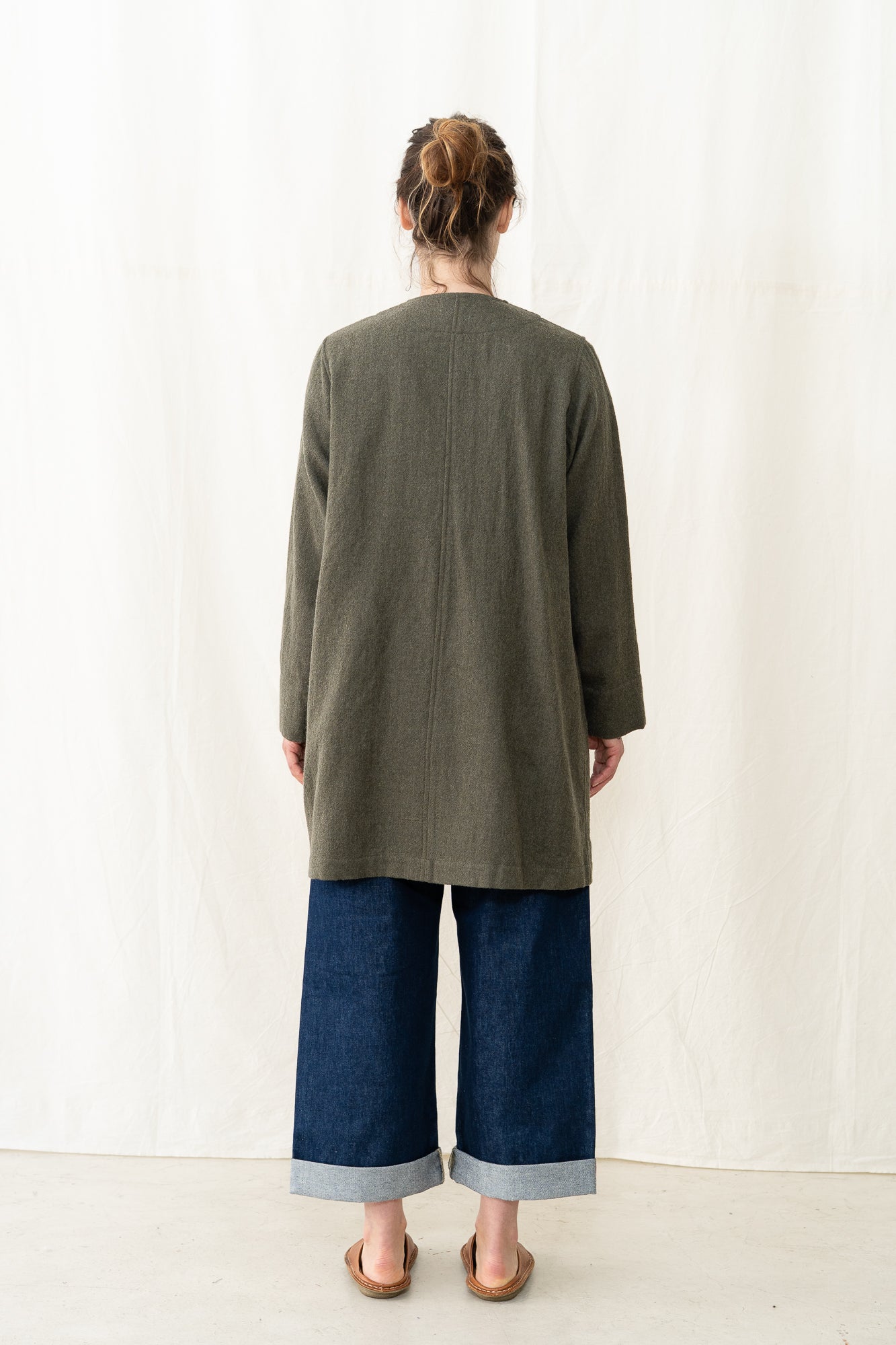 SARAHWEAR Wool Painter Coat in Khaki