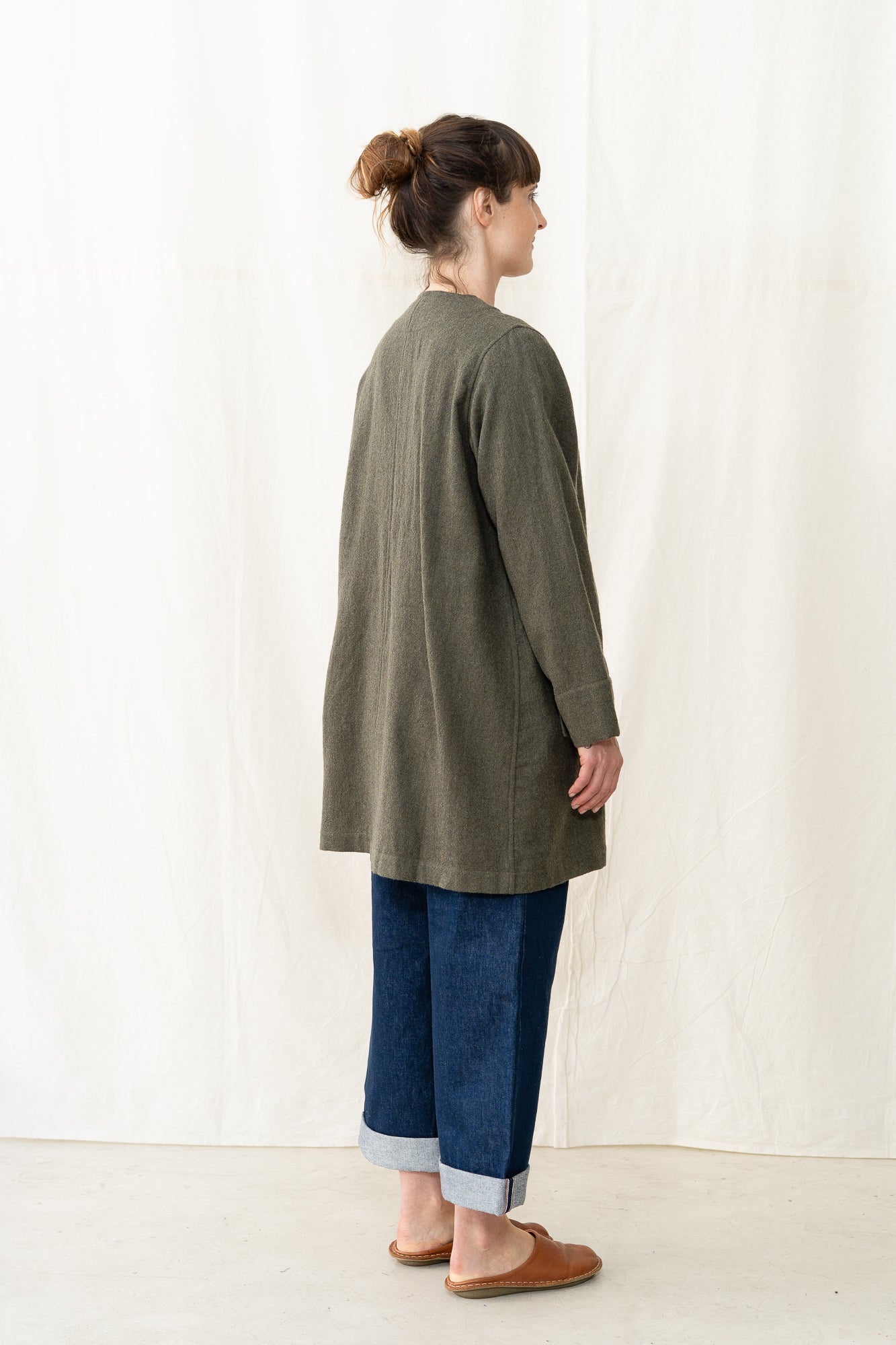 SARAHWEAR Wool Painter Coat in Khaki
