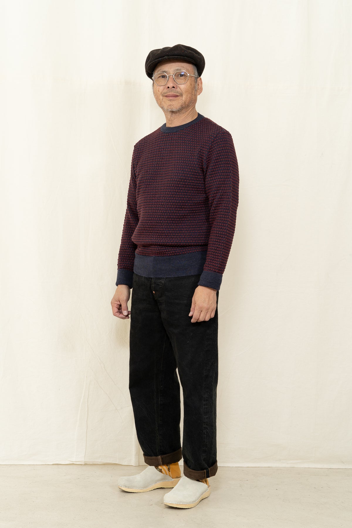 GRP TEC2BIC L/S Crewneck in Blue/Bordeaux