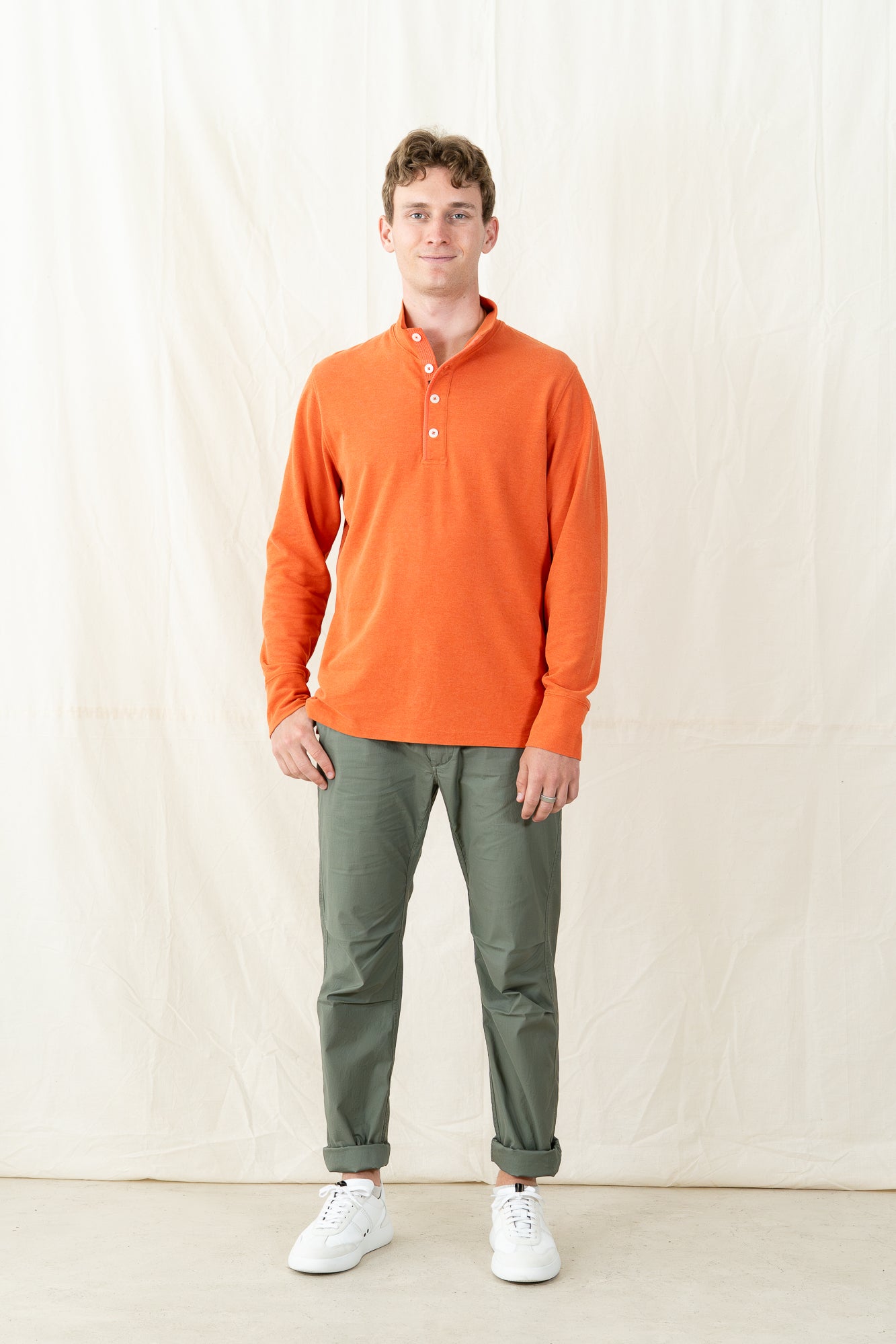 Relwen Pique Button Mock