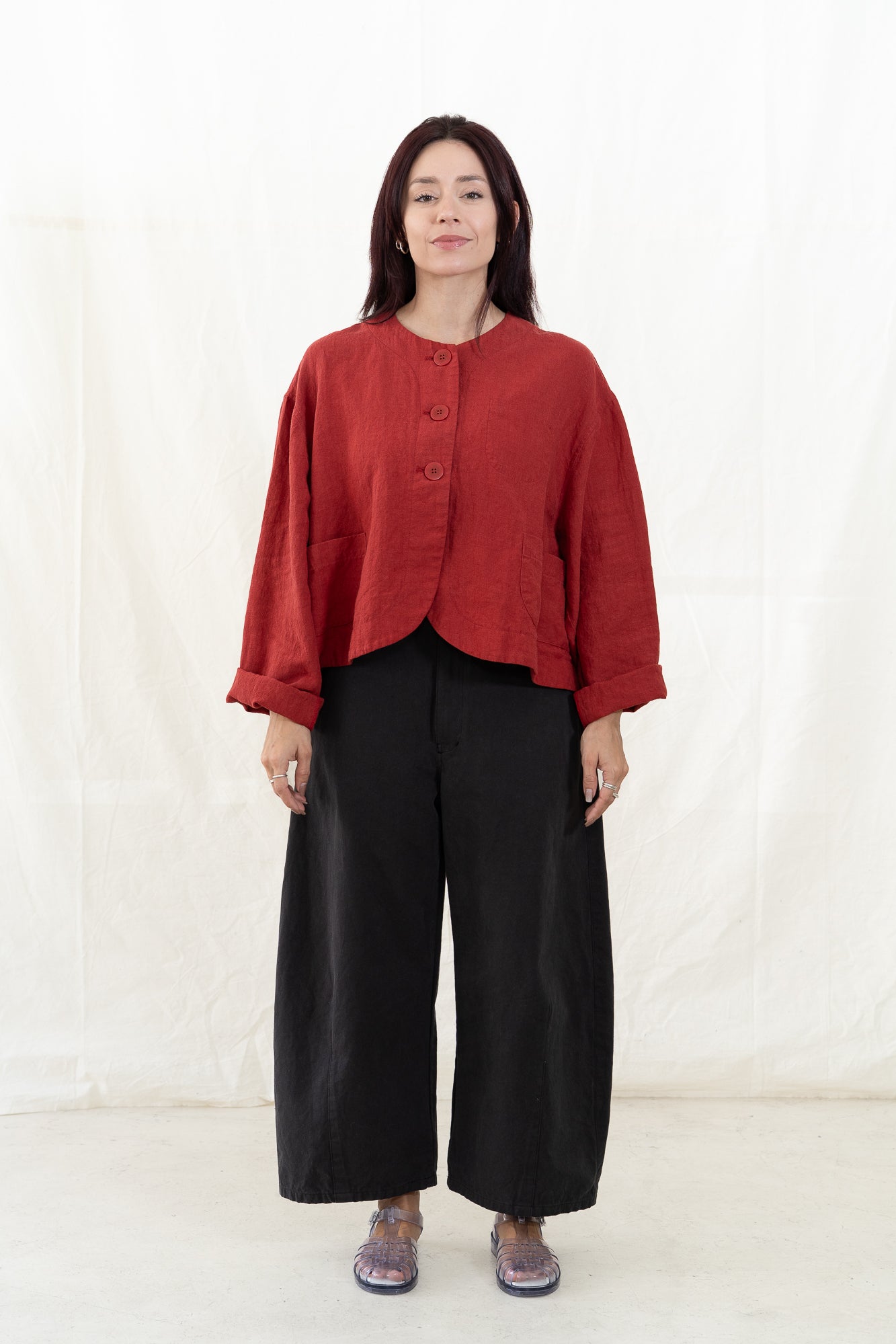 SARAHWEAR Plain Linen Jacket